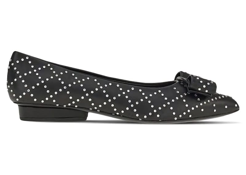 Ferragamo Viva Rhinestone-Embellished Ballet Flats Black (Women's)