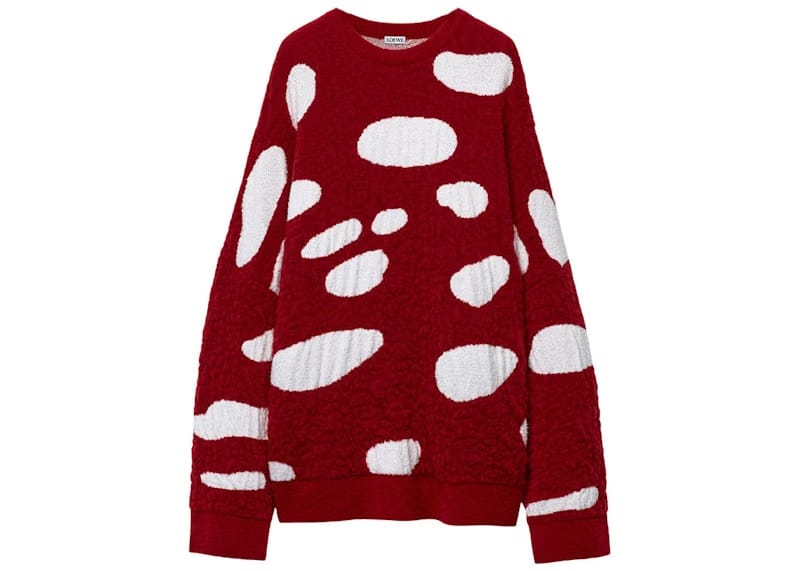LOEWE Mushroom Sweater in Technical Wool Red/White