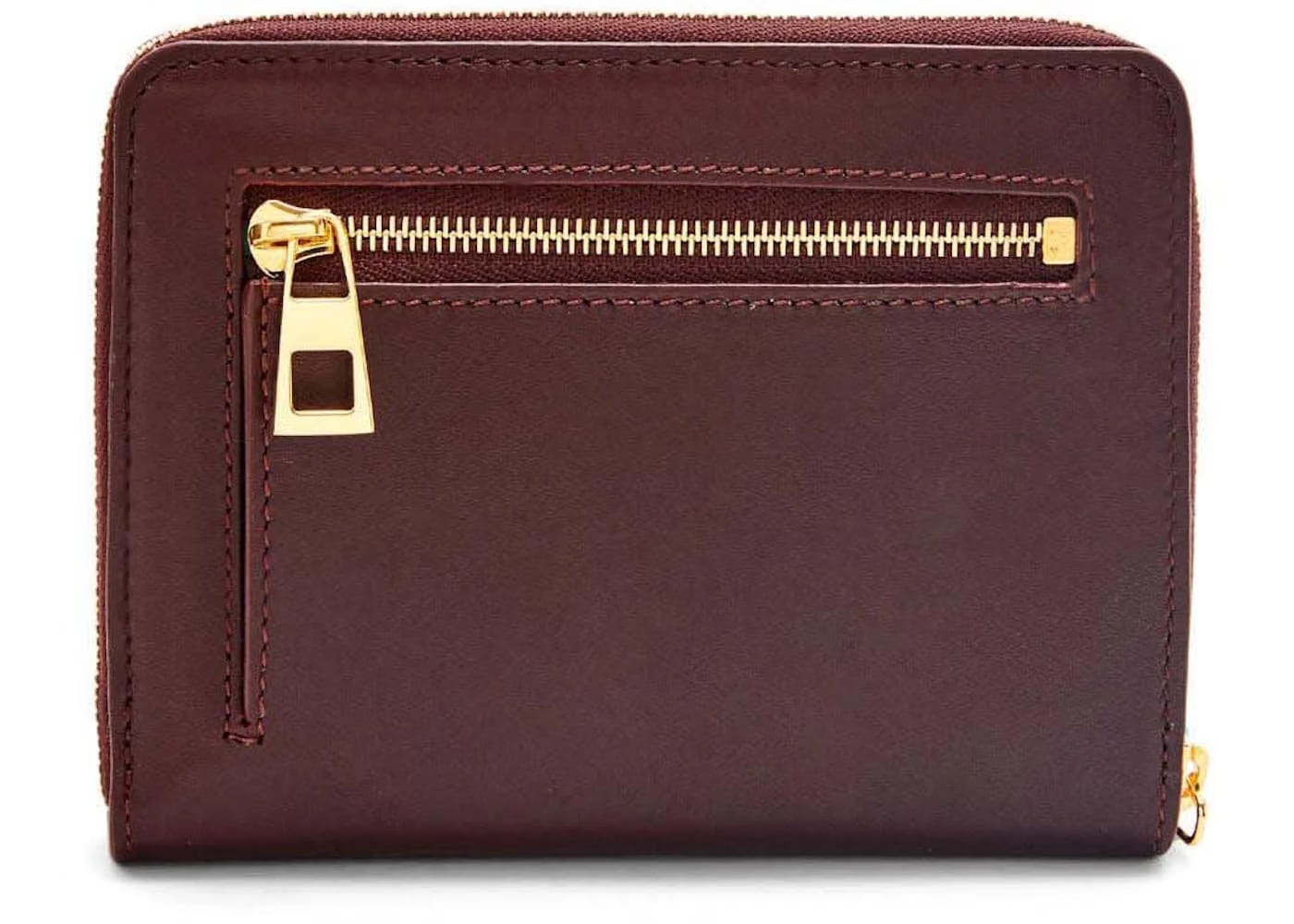 LOEWE Knot Compact Zip Wallet in Shiny Nappa Calfskin Burgundy/Emerald