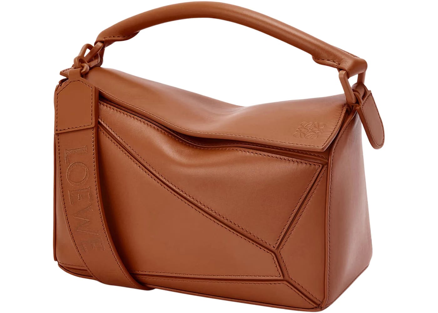 LOEWE Puzzle Bag in Satin Calfskin Small Pecan