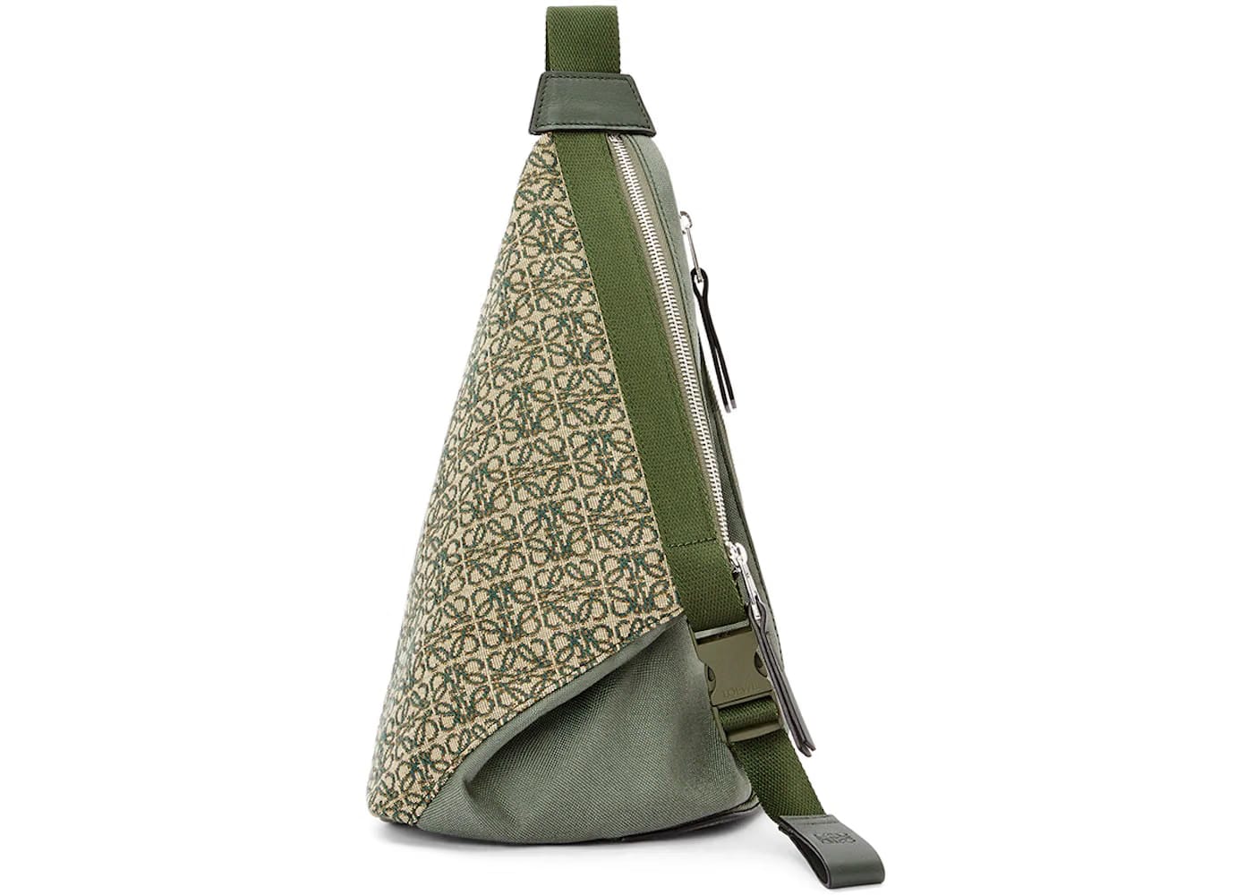 LOEWE Anton Sling in Anagram Jacquard and Canvas Khaki Green