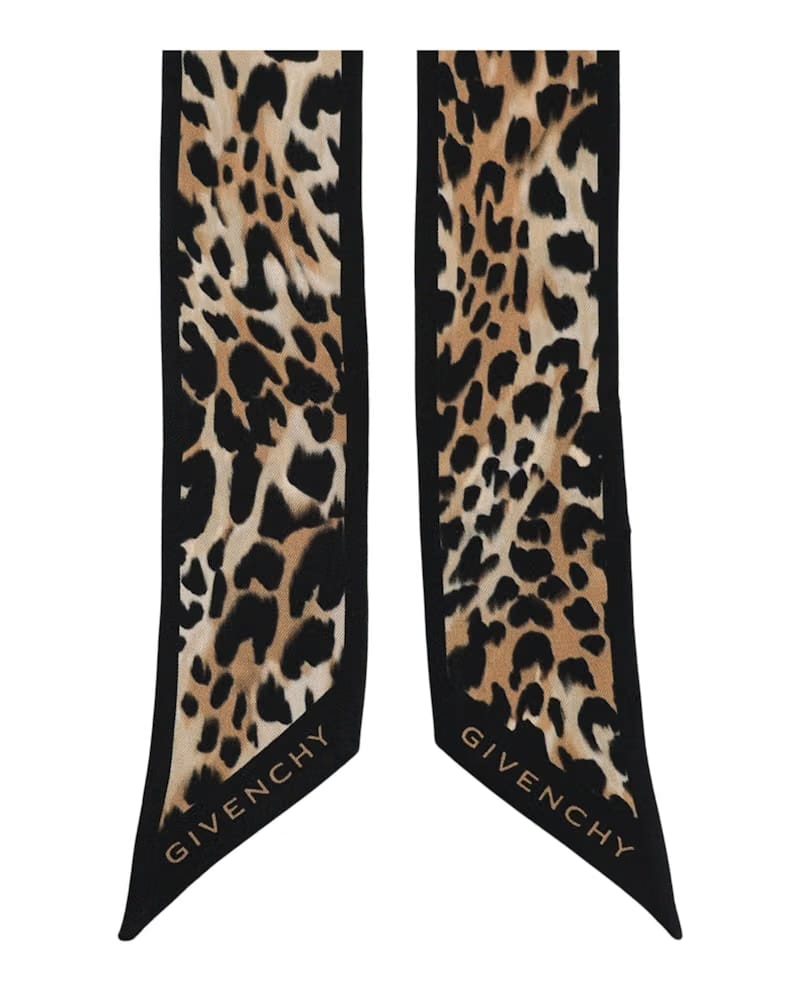Givenchy Cheetah Printed Silk Bandeau Black Beige