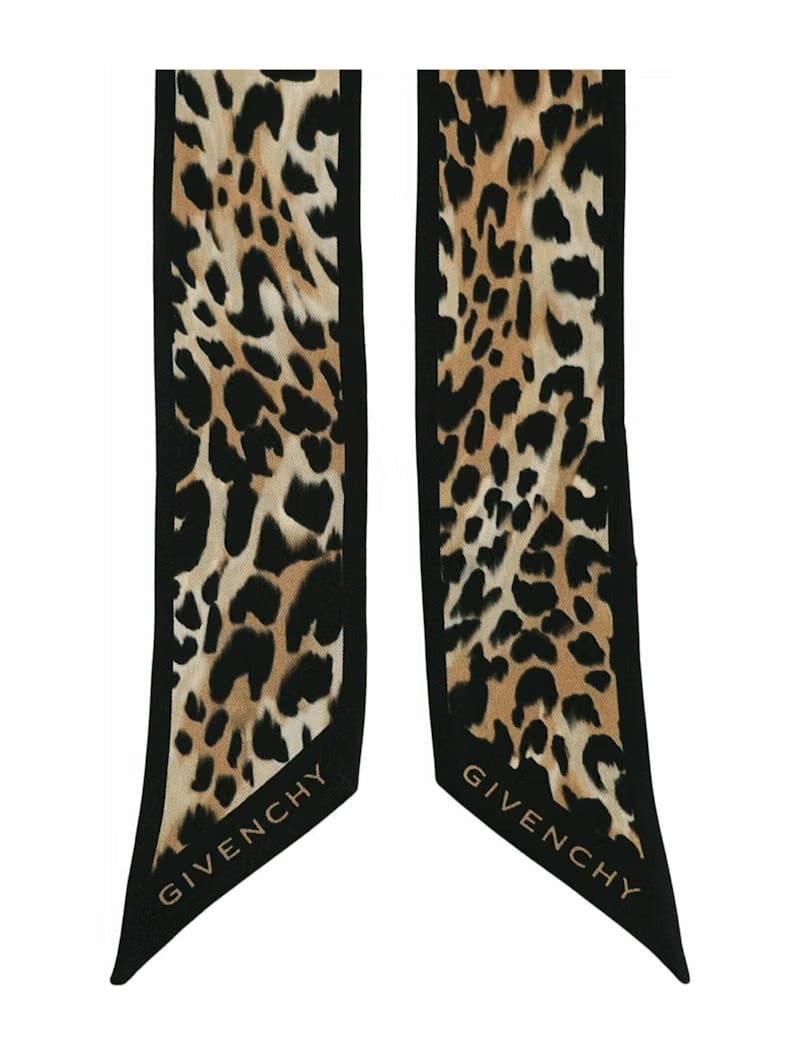 Givenchy Cheetah Printed Silk Bandeau Black Beige