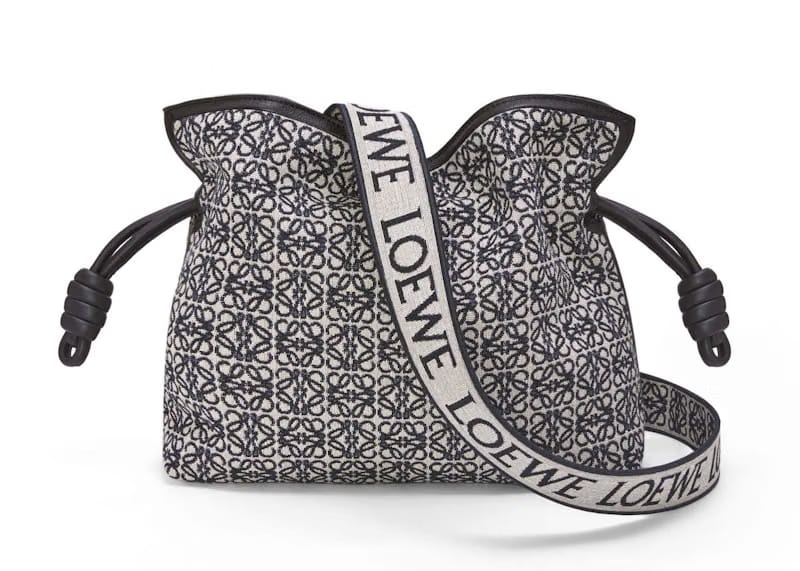 LOEWE Flamenco Clutch in Anagram Jacquard and Calfskin Navy/Black
