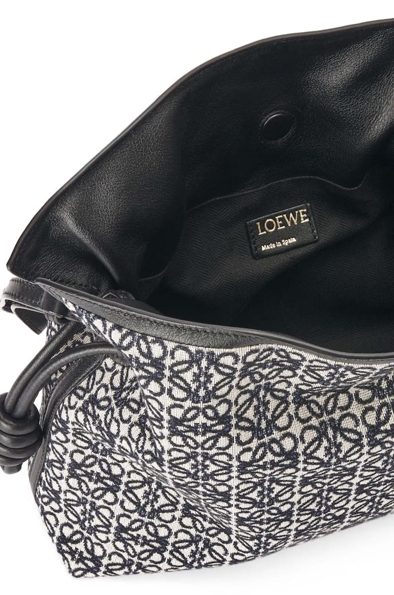 LOEWE Flamenco Clutch in Anagram Jacquard and Calfskin Navy/Black