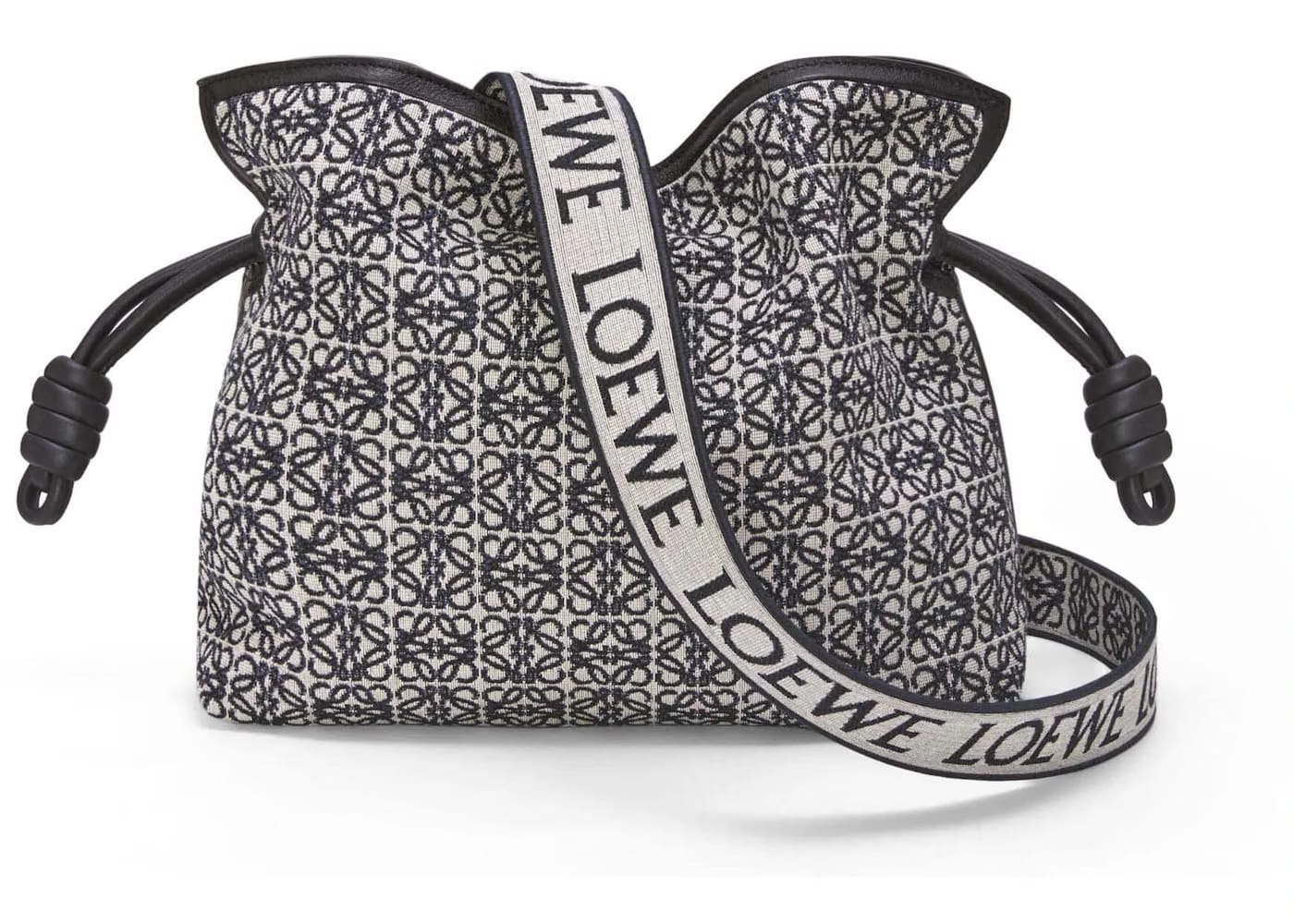 LOEWE Flamenco Clutch in Anagram Jacquard and Calfskin Navy/Black