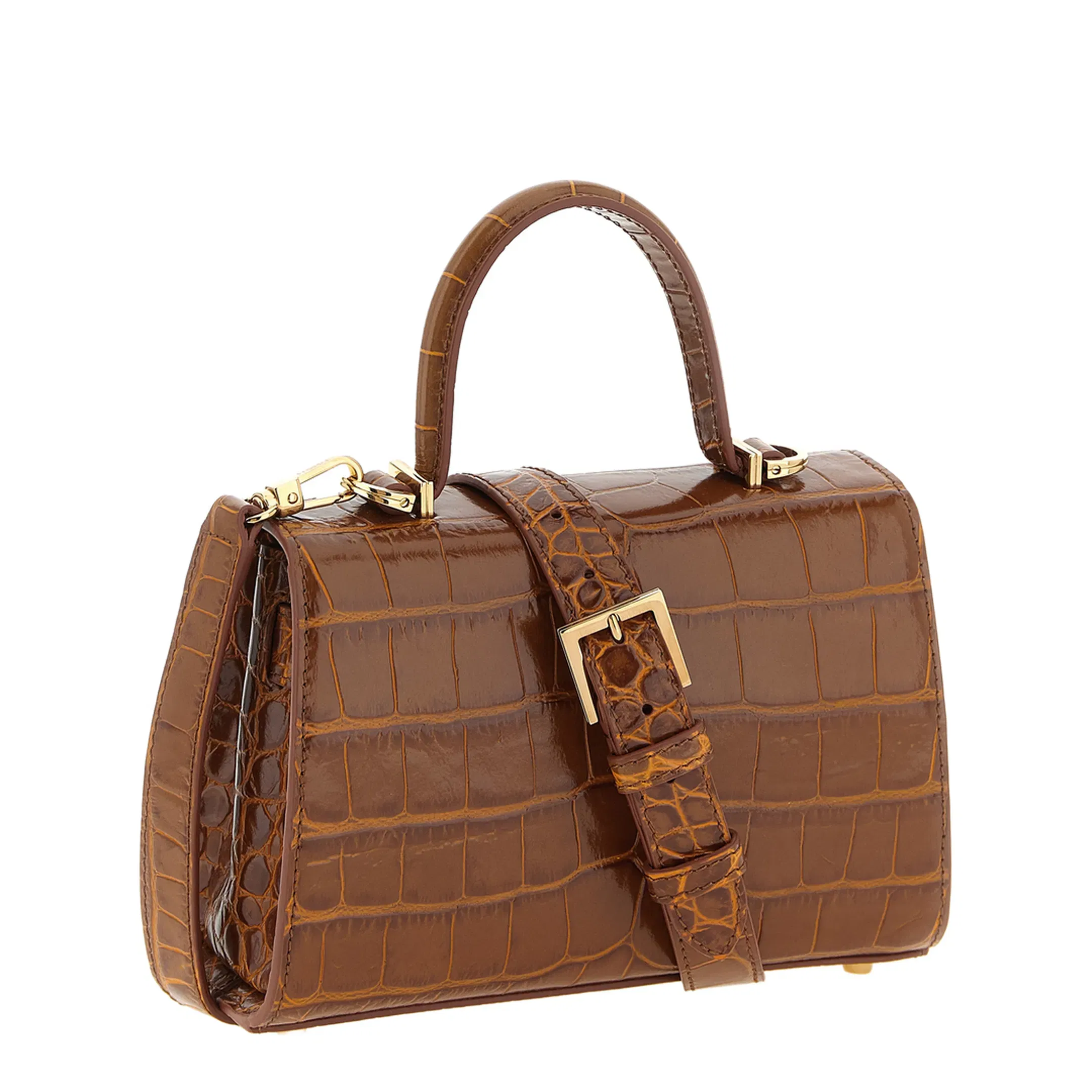 Medusa ’95 Small Croc-Effect Top-Handle Bag - Brown
