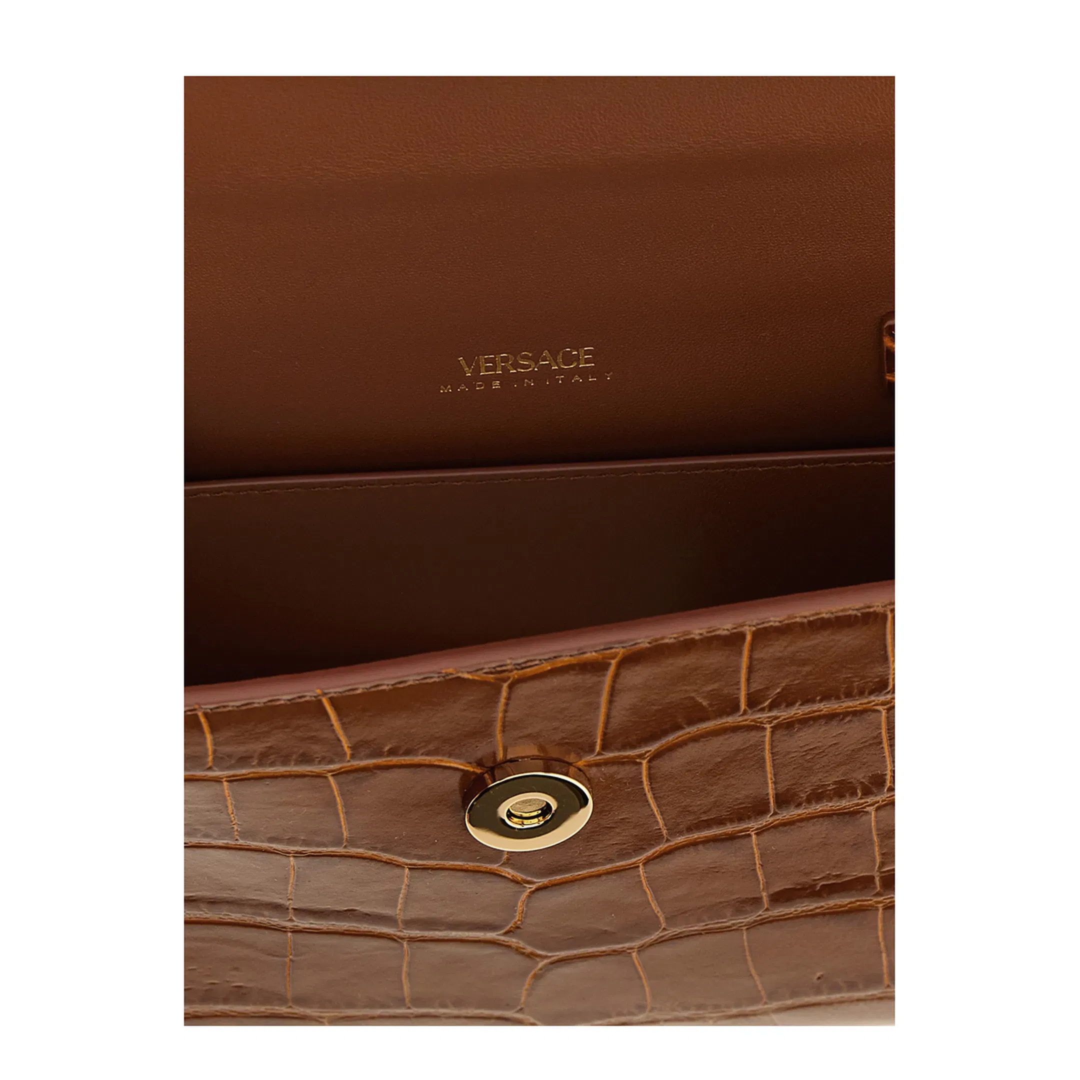 Medusa ’95 Small Croc-Effect Top-Handle Bag - Brown