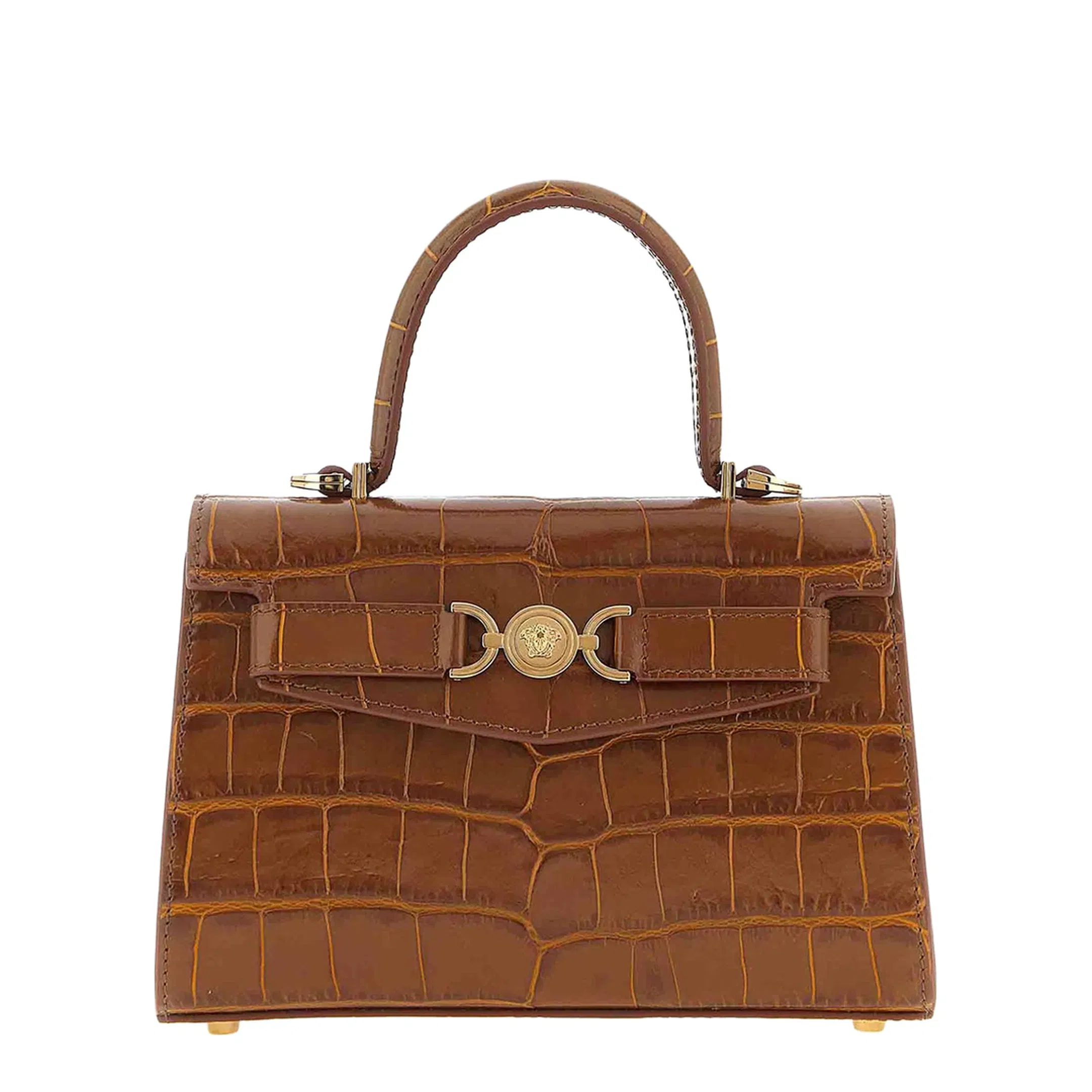 Medusa ’95 Small Croc-Effect Top-Handle Bag - Brown
