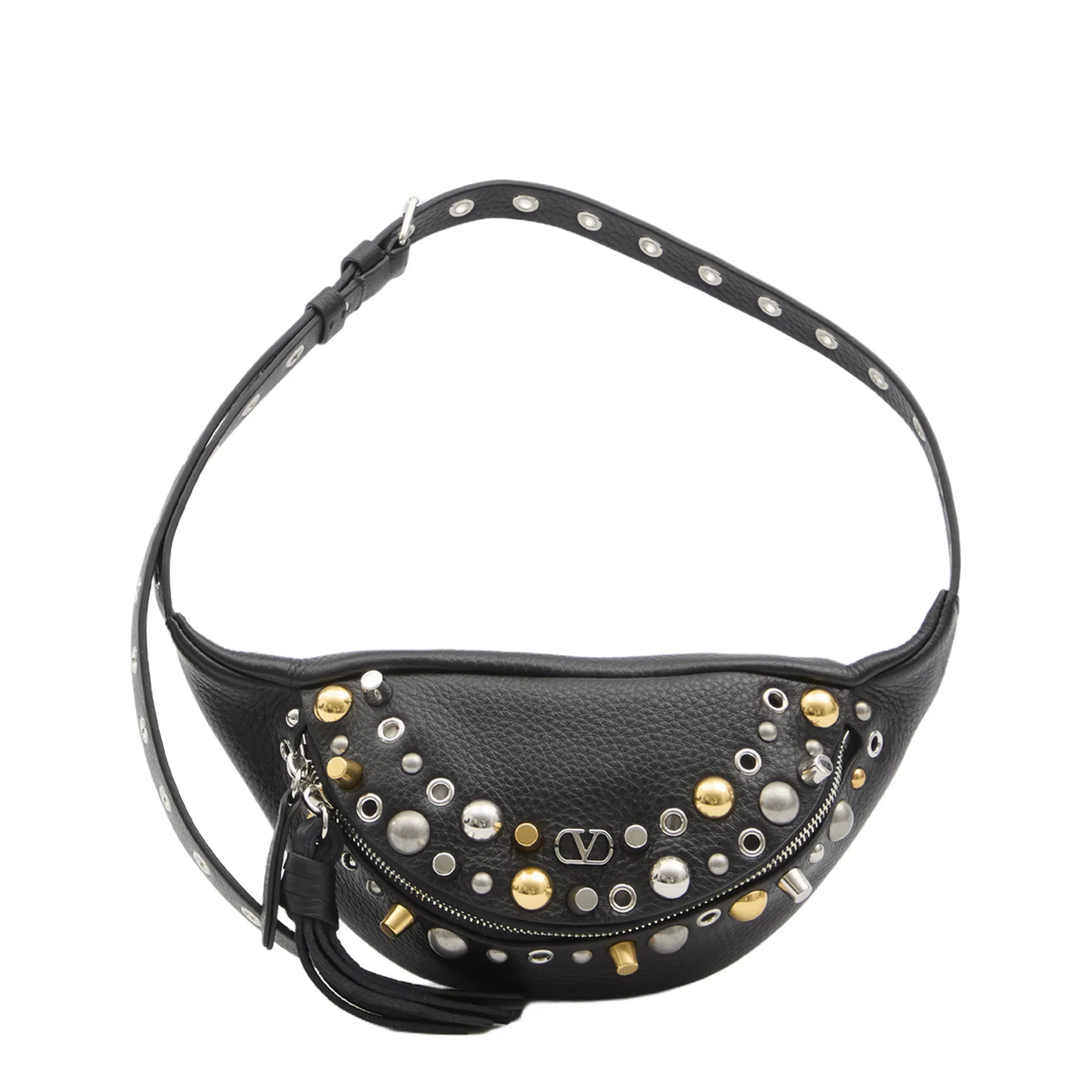 Nellcôte Studded Grainy Calfskin Belt Bag - Black