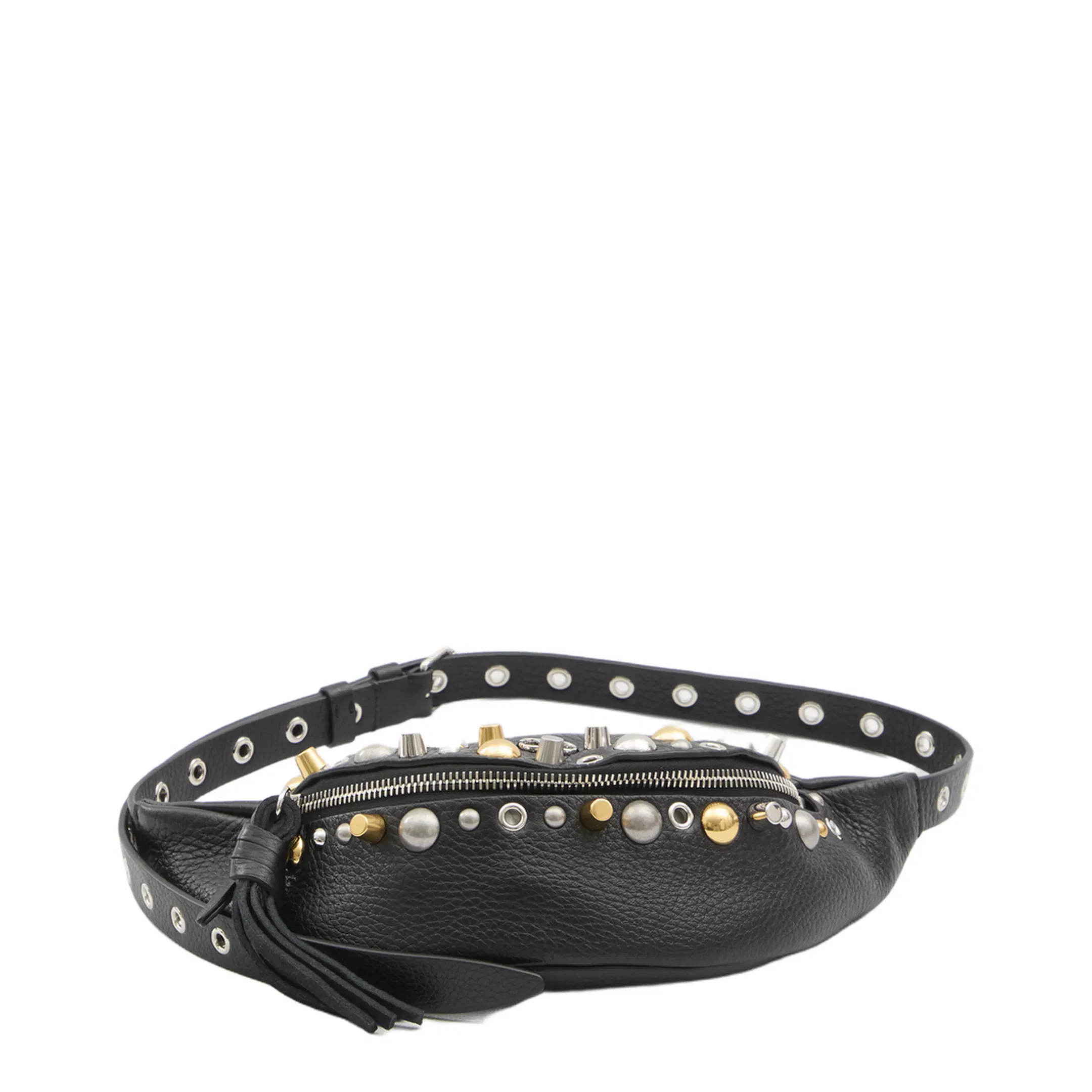 Nellcôte Studded Grainy Calfskin Belt Bag - Black