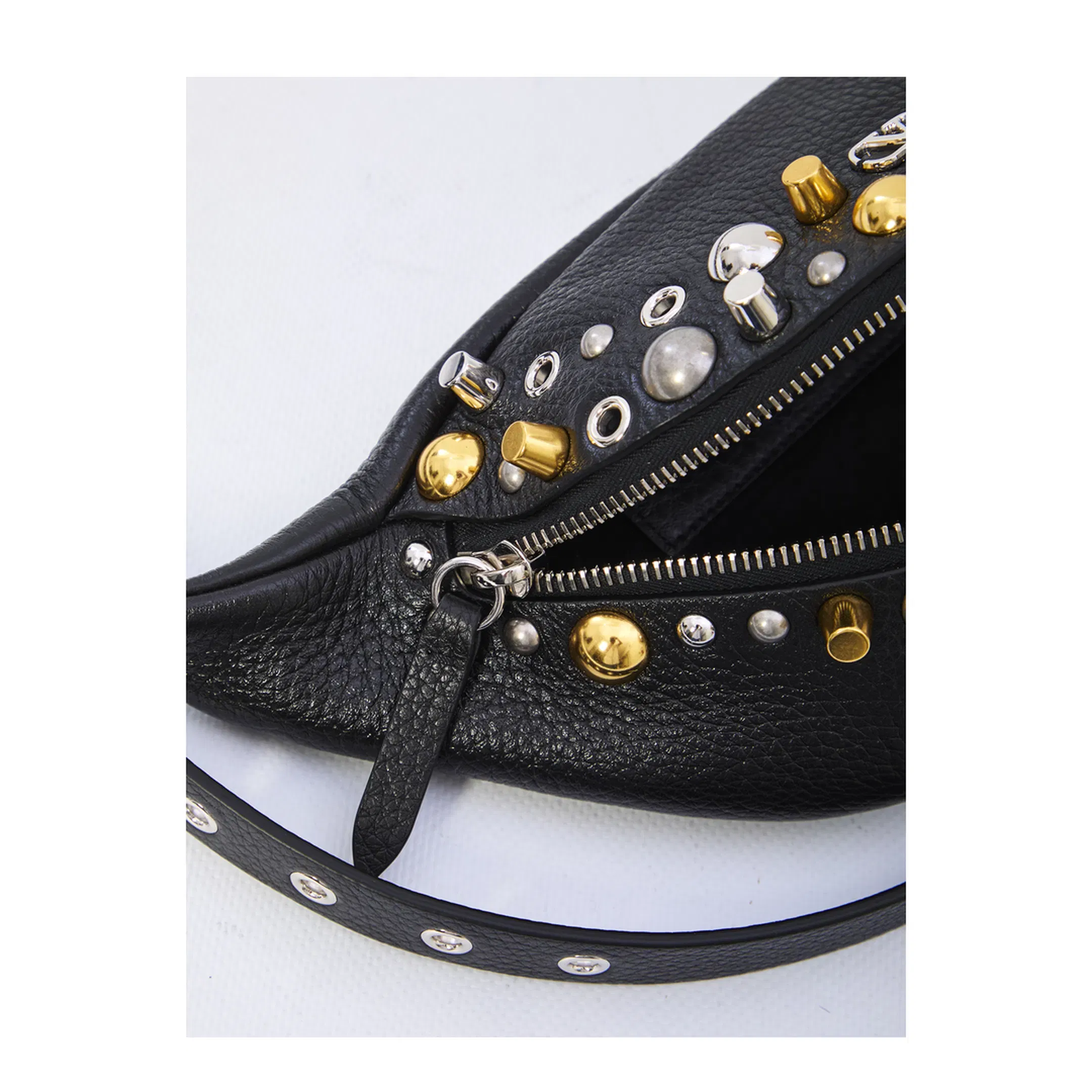 Nellcôte Studded Grainy Calfskin Belt Bag - Black