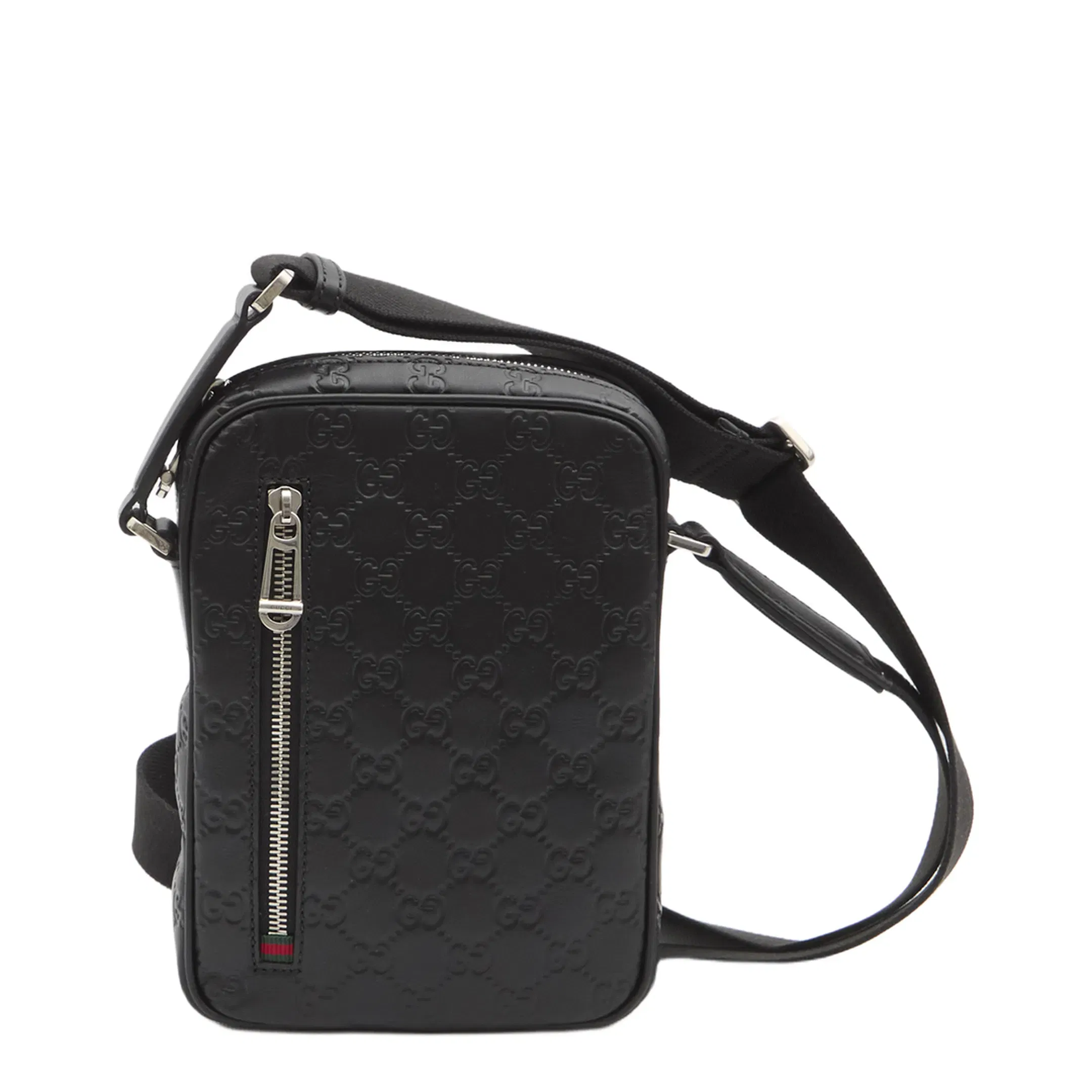 GG Emblem Small Calfskin Crossbody Bag - Black