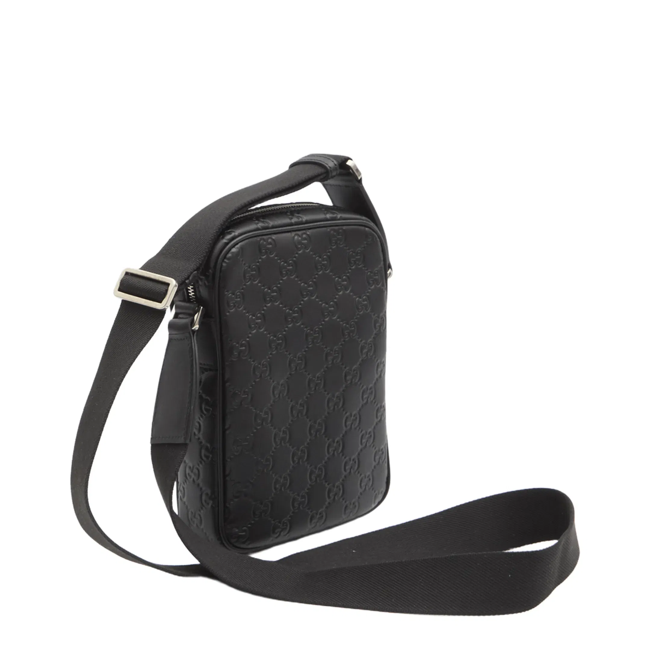 GG Emblem Small Calfskin Crossbody Bag - Black