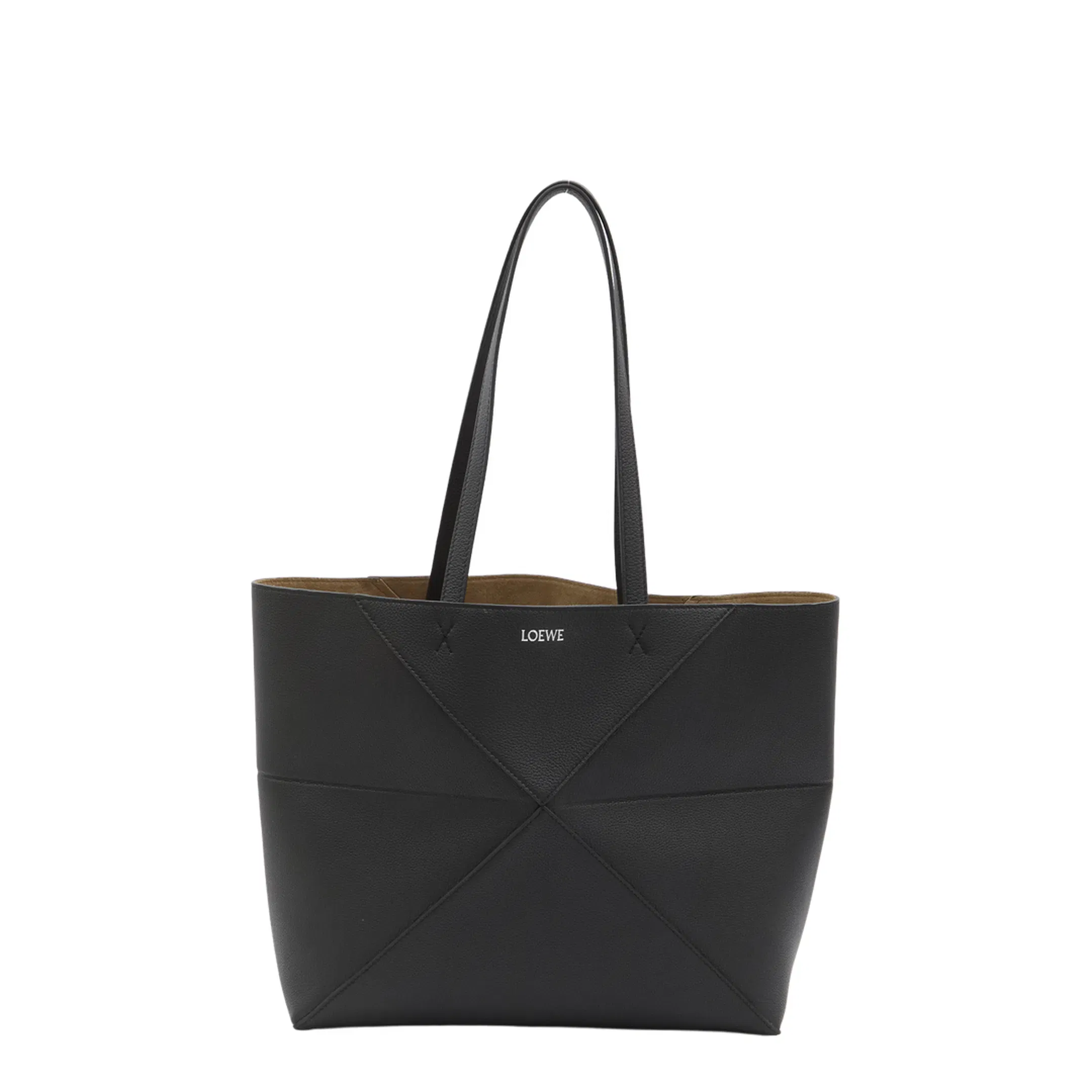 Puzzle Medium Horizontal Soft Grained Calfskin Tote - Black