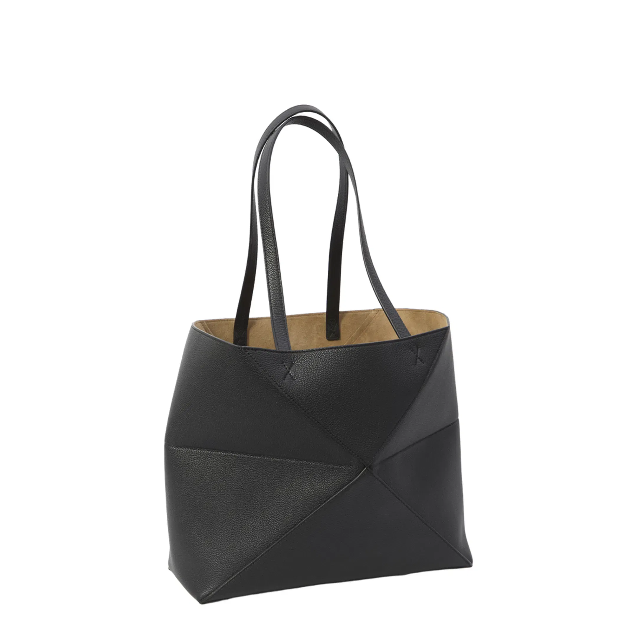 Puzzle Medium Horizontal Soft Grained Calfskin Tote - Black