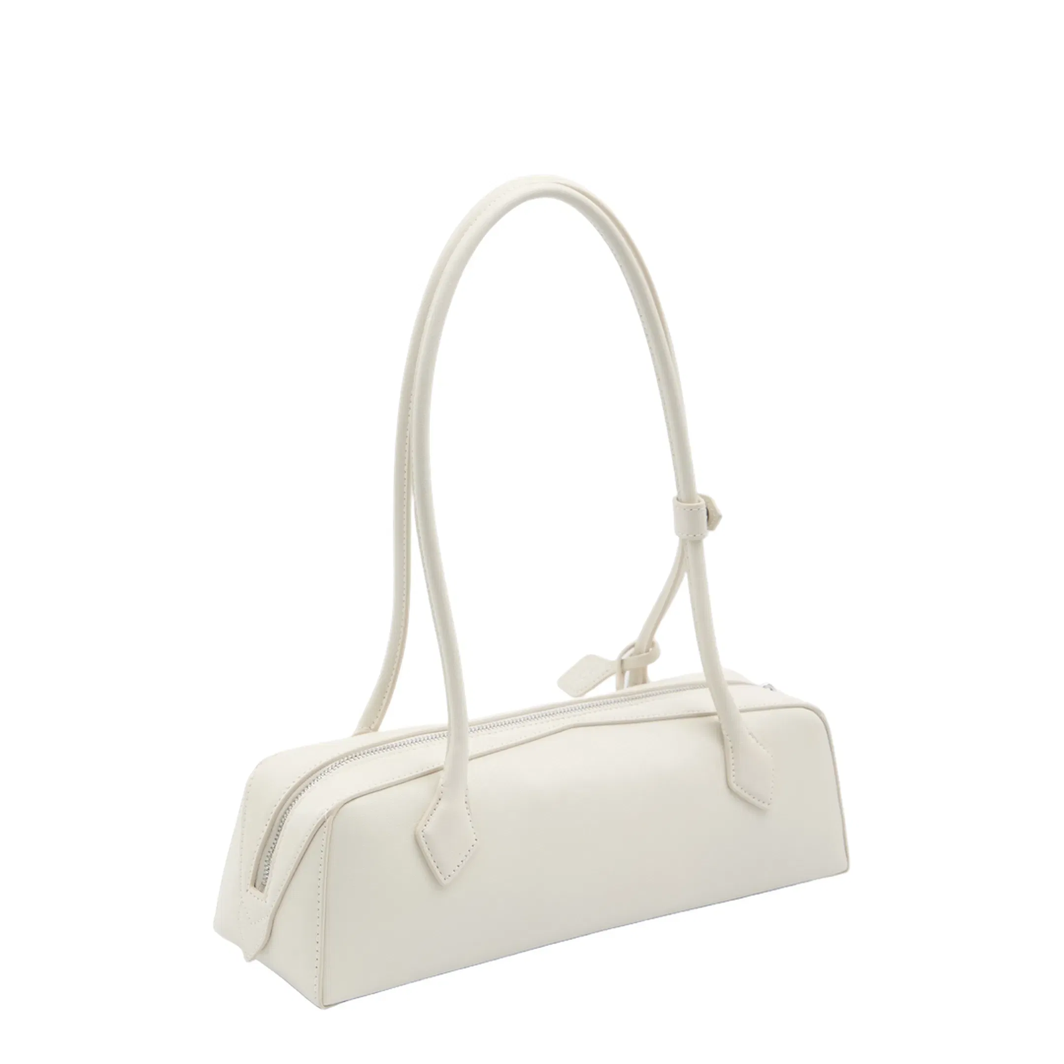 Le Teckel Medium Shiny Goatskin Shoulder Bag - Ivory (Off-white)