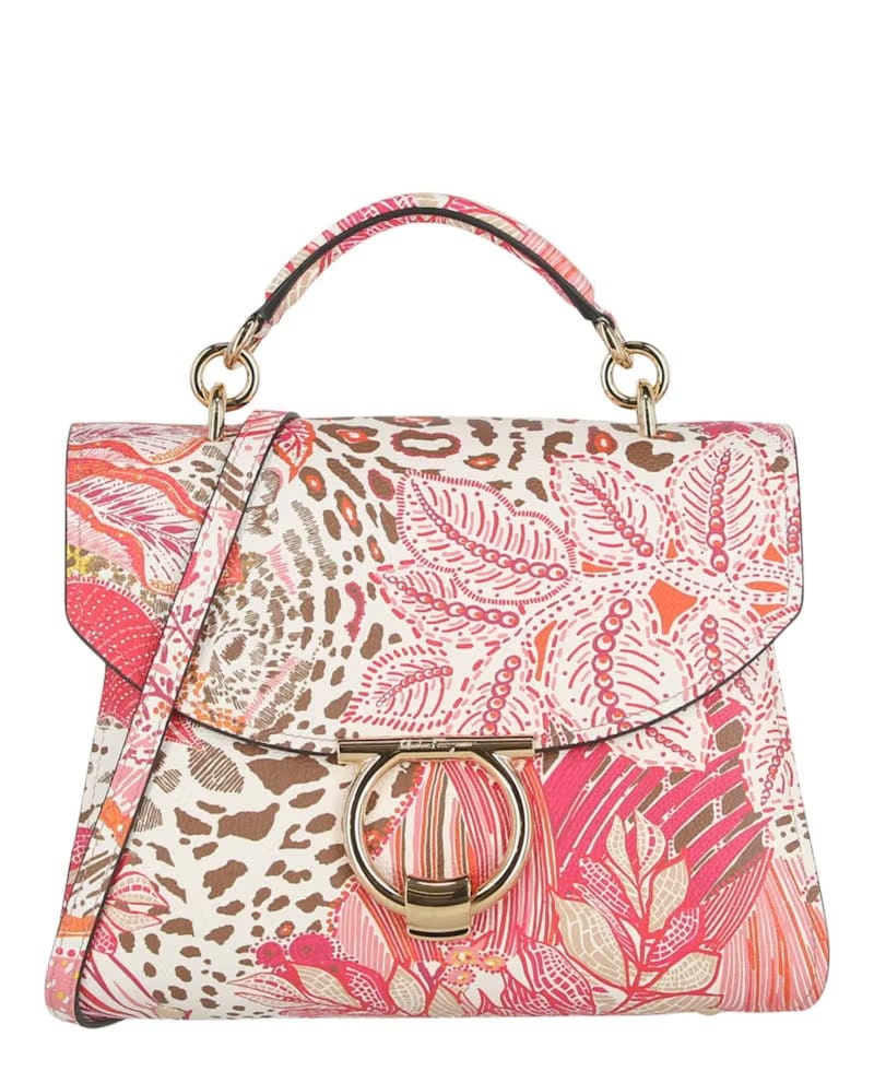 Ferragamo Margot Gancio Plant-Print Shoulder Bag Multi