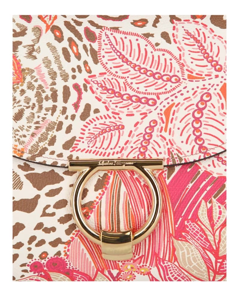 Ferragamo Margot Gancio Plant-Print Shoulder Bag Multi