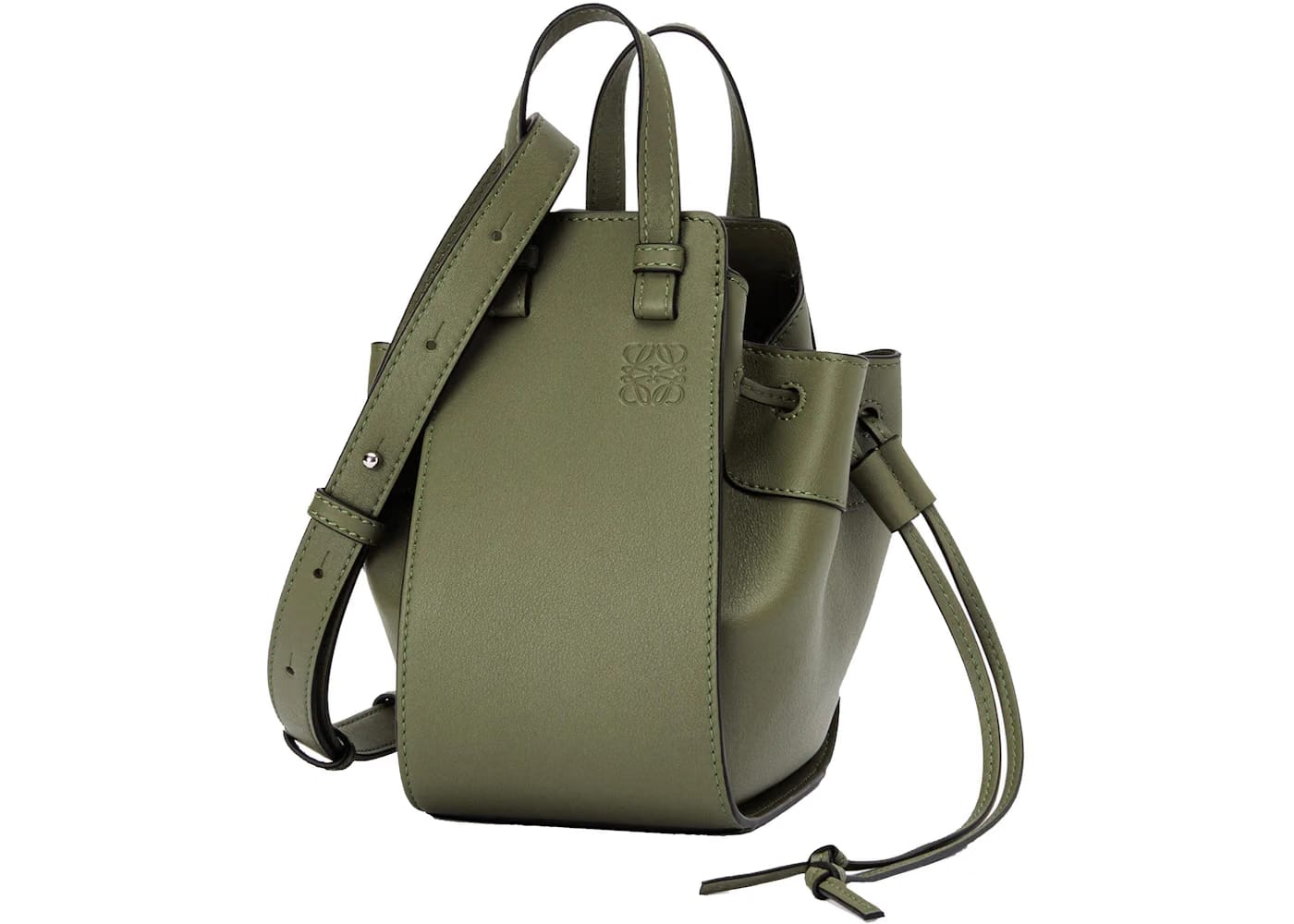 LOEWE Mini Hammock Drawstring In Classic Calfskin Avocado Green