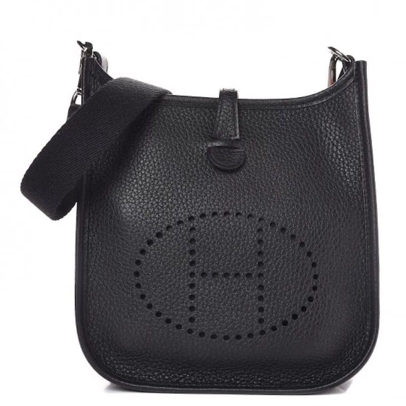 Hermes Evelyne Taurillon Clemence Amazone Strap Palladium TPM Noir