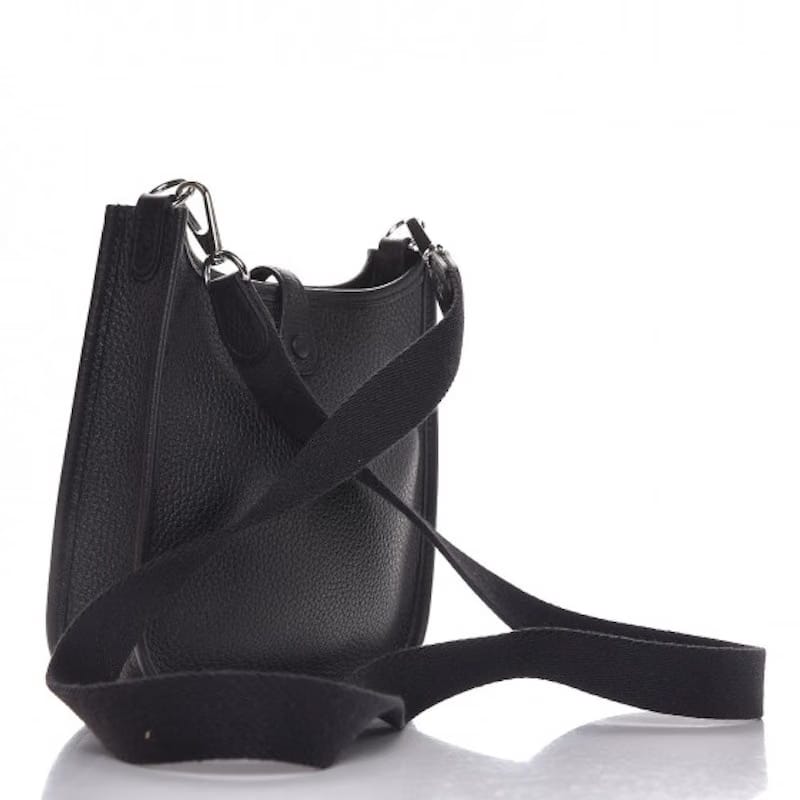 Hermes Evelyne Taurillon Clemence Amazone Strap Palladium TPM Noir