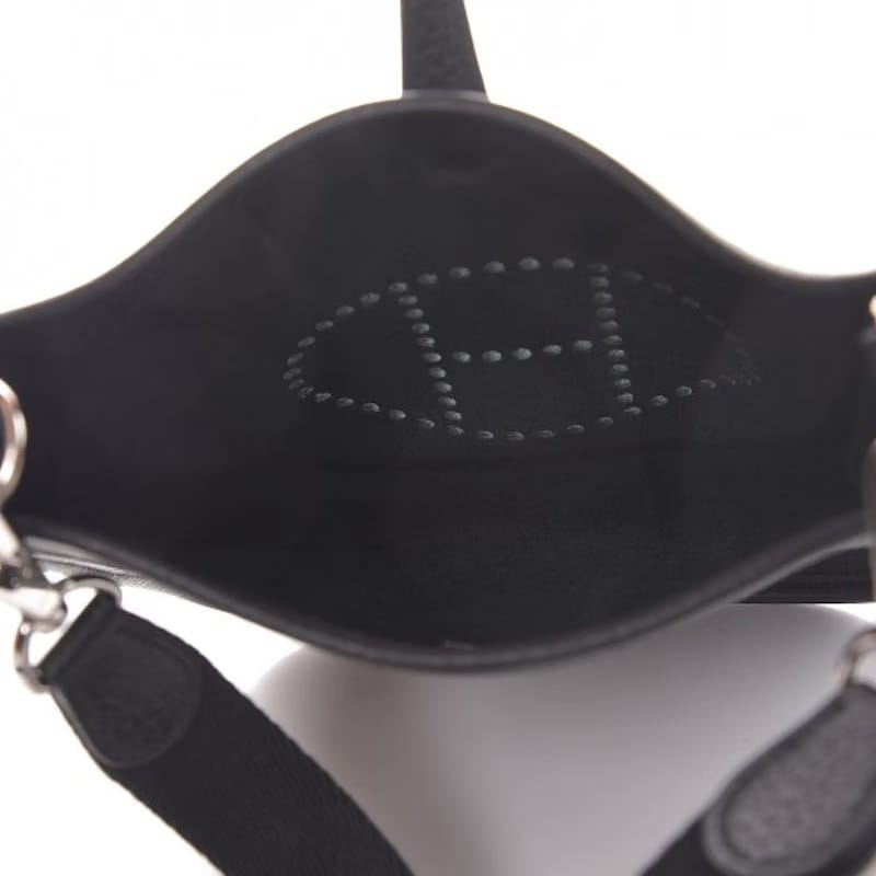 Hermes Evelyne Taurillon Clemence Amazone Strap Palladium TPM Noir