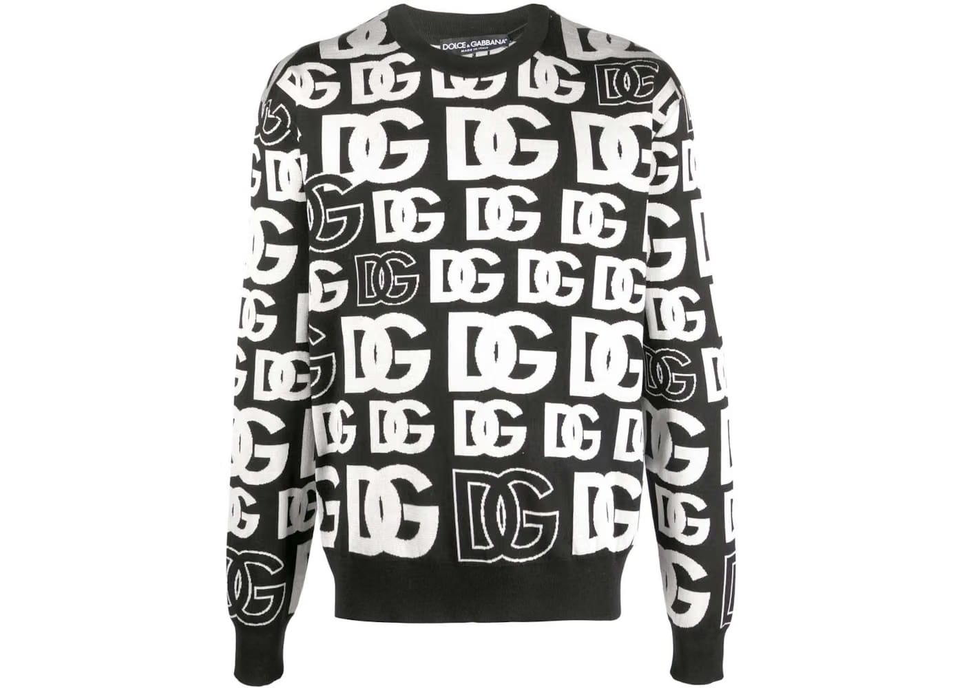 Dolce & Gabbana Intarsia-Logo Crew-Neck Jumper Black/White