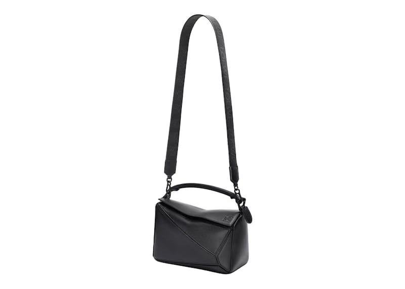 LOEWE Puzzle Bag in Satin Calfskin Small Black