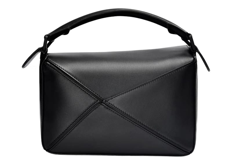 LOEWE Puzzle Bag in Satin Calfskin Small Black