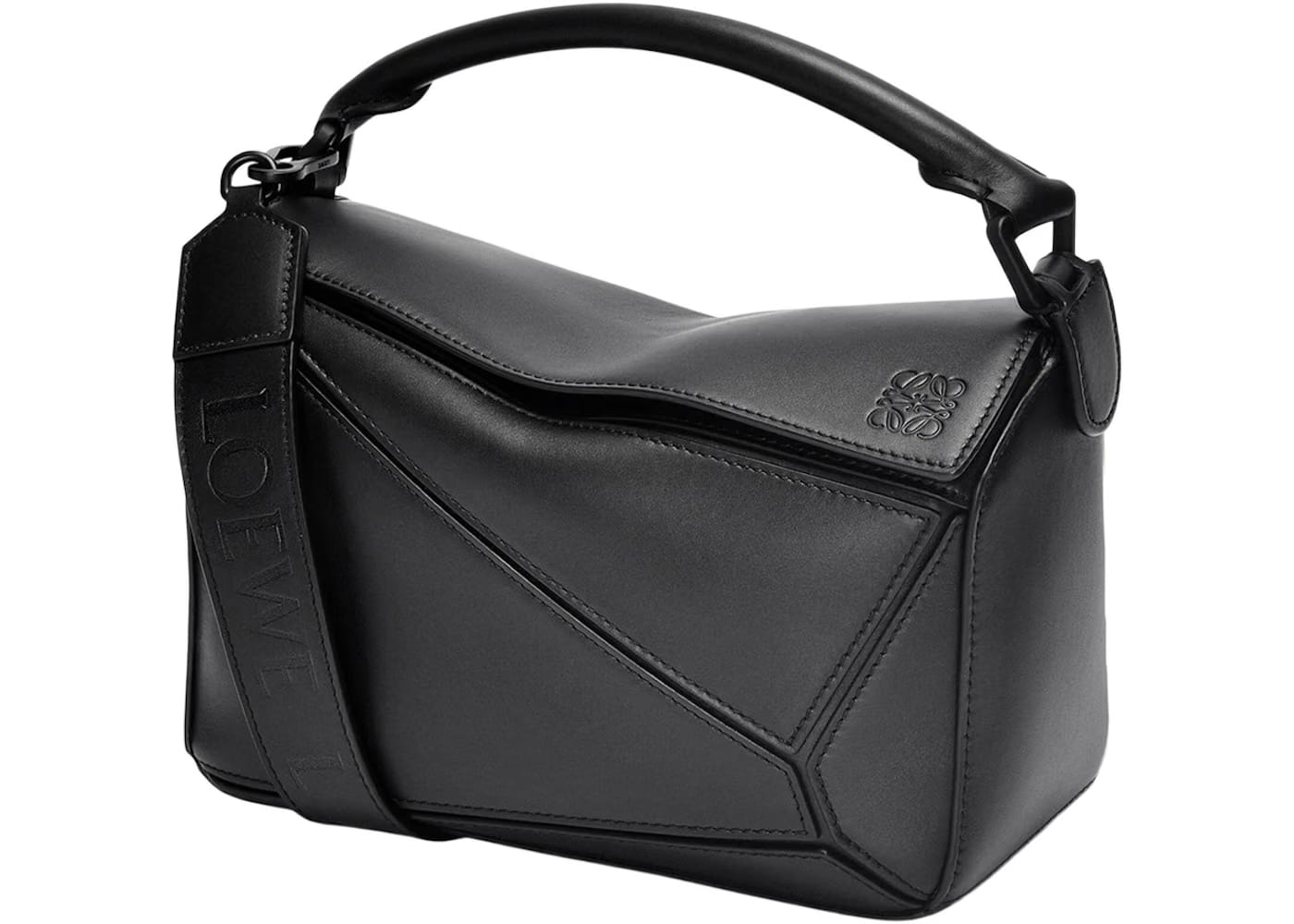 LOEWE Puzzle Bag in Satin Calfskin Small Black