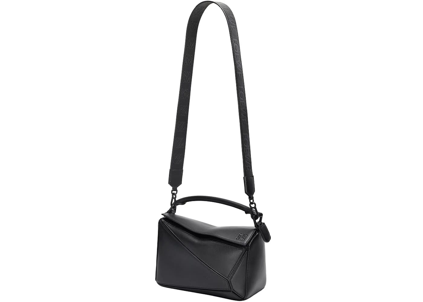 LOEWE Puzzle Bag in Satin Calfskin Small Black