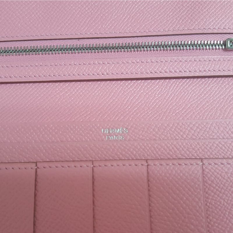 Hermes Bearn Wallet Epsom Palladium Rose Sakura