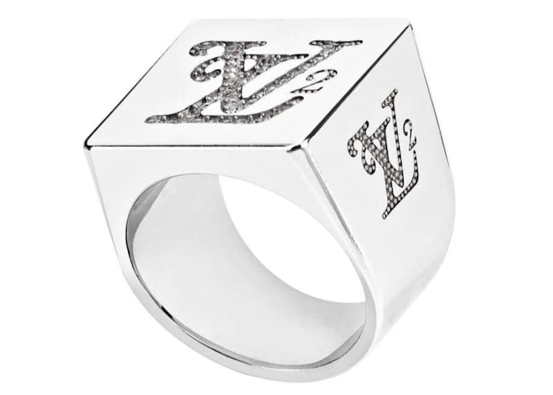 Louis Vuitton x Nigo Squared Strass Ring Silver