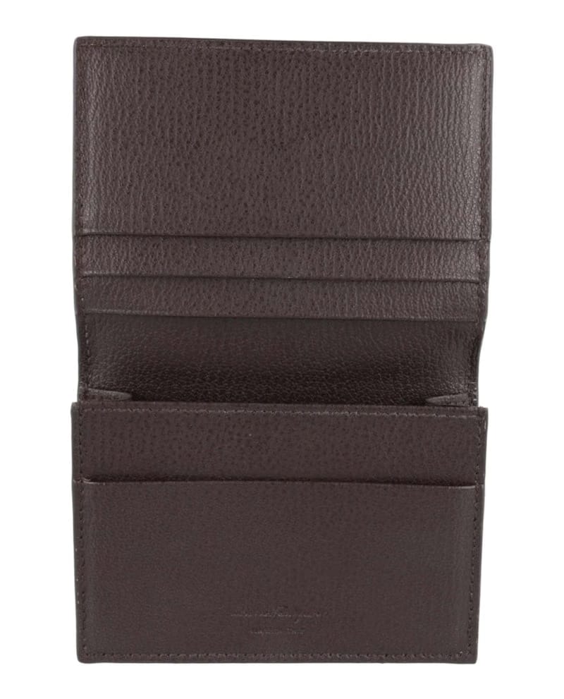 Ferragamo Textured Gancini Wallet Brown