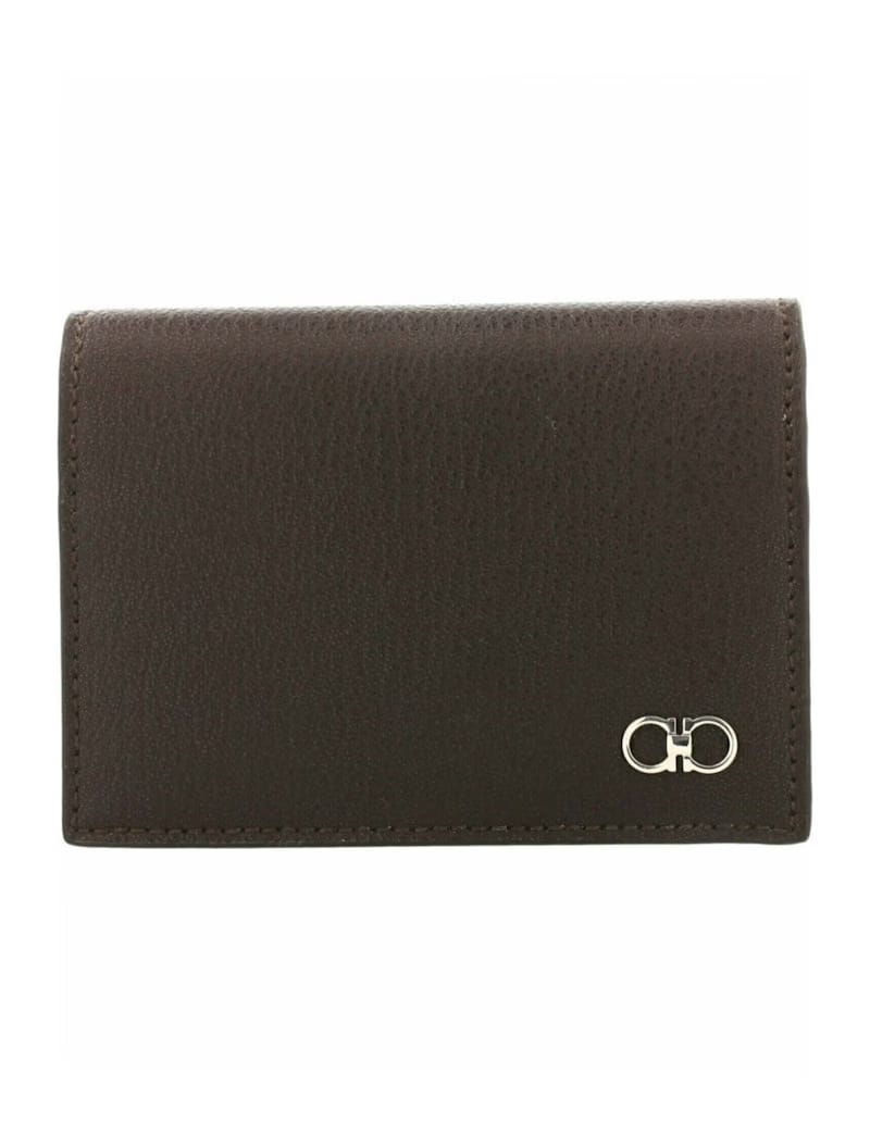Ferragamo Textured Gancini Wallet Brown