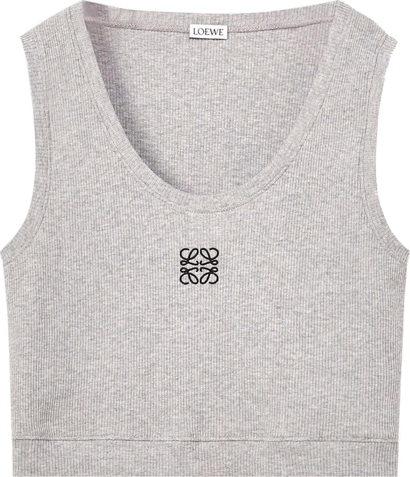 LOEWE Cropped Cotton Anagram Tank Top Grey/Black