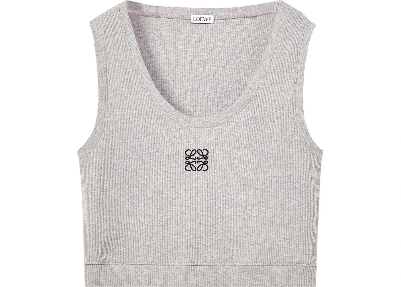 LOEWE Cropped Cotton Anagram Tank Top Grey/Black
