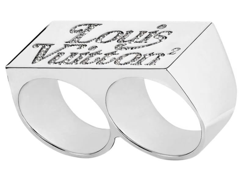 Louis Vuitton x Nigo Squared Strass Double Ring Silver