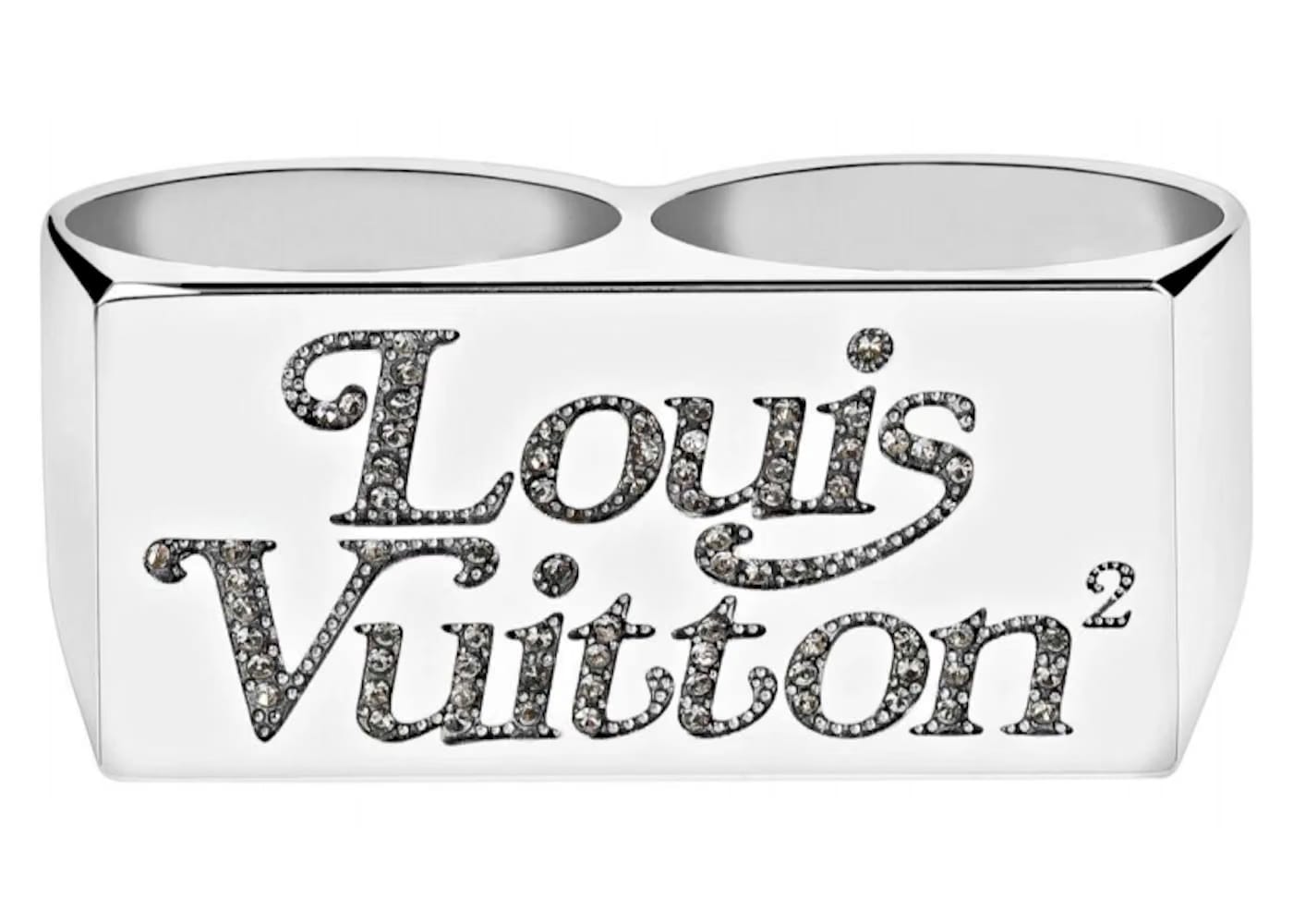 Louis Vuitton x Nigo Squared Strass Double Ring Silver