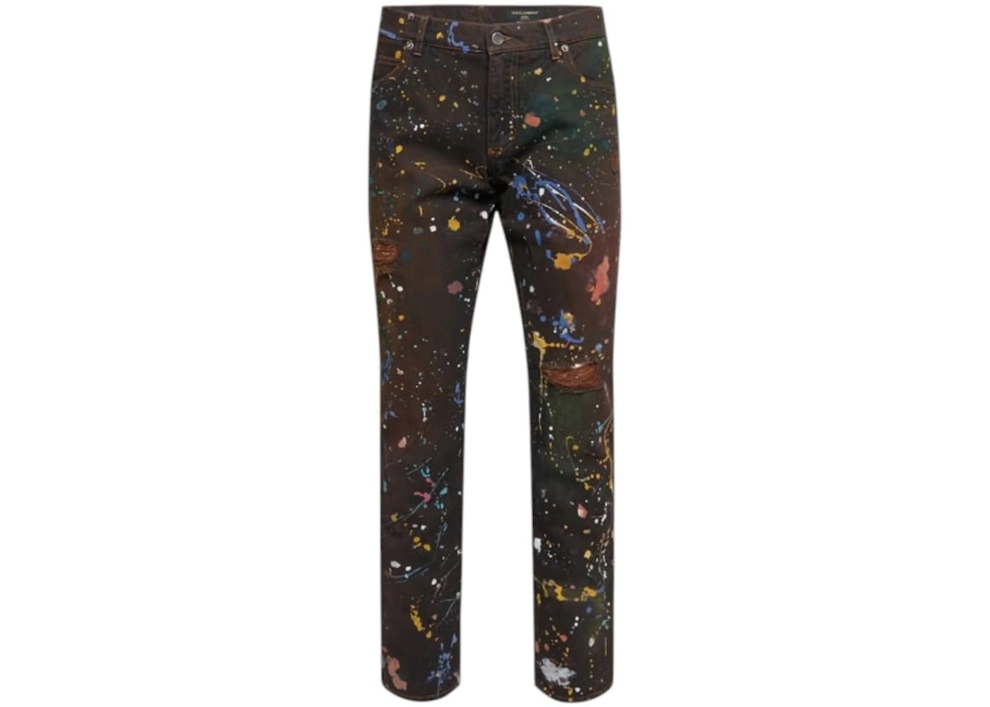 Dolce & Gabbana Straight Leg Painted Jeans Black Coffee