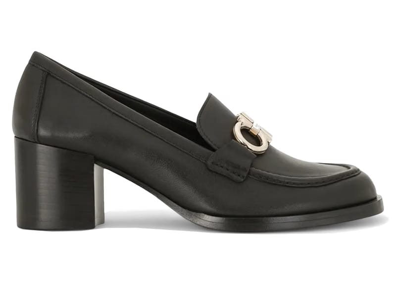 Ferragamo Gancini Buckle Chunky Heel Loafers Black (Women's)