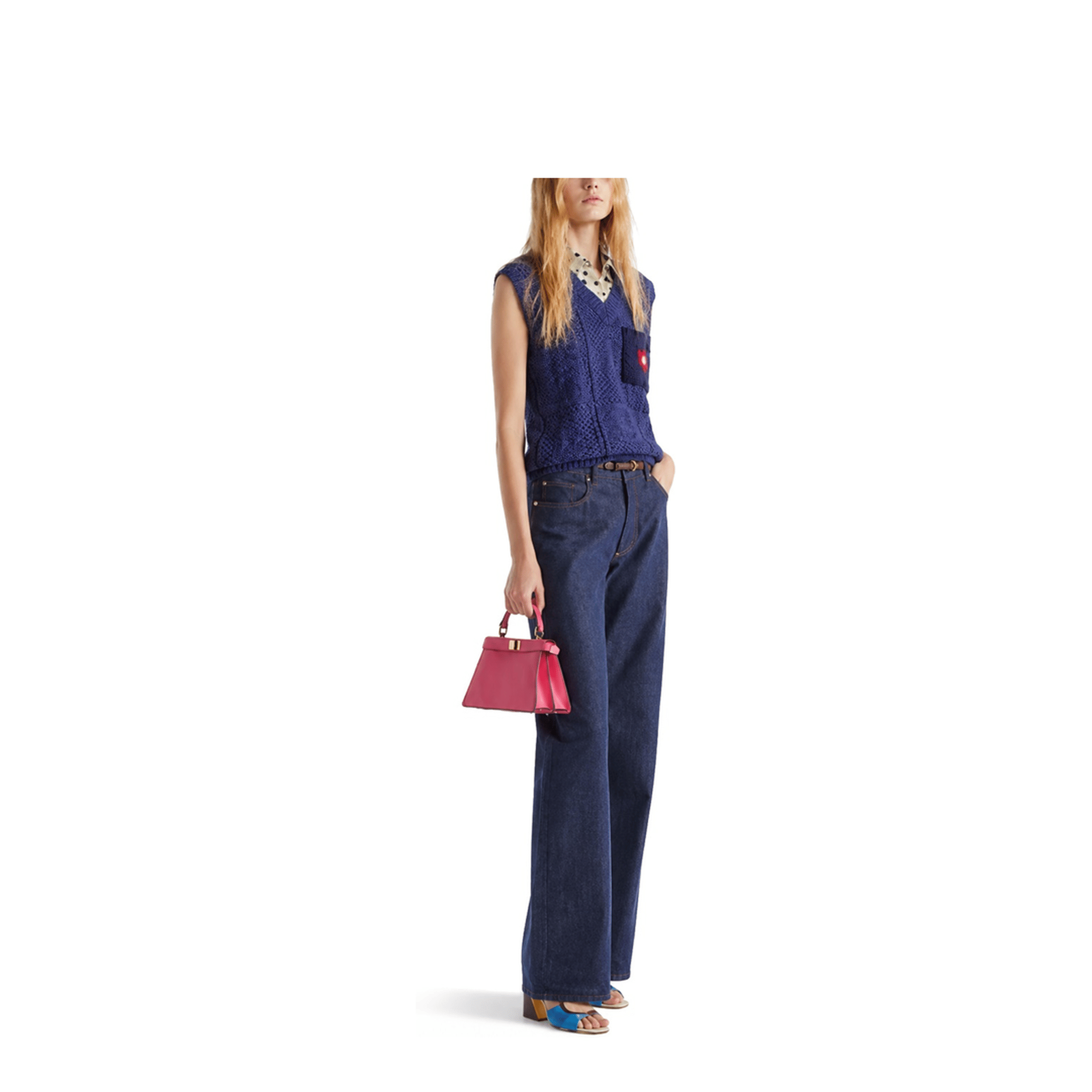 Navy Blue Wide-Leg Jeans