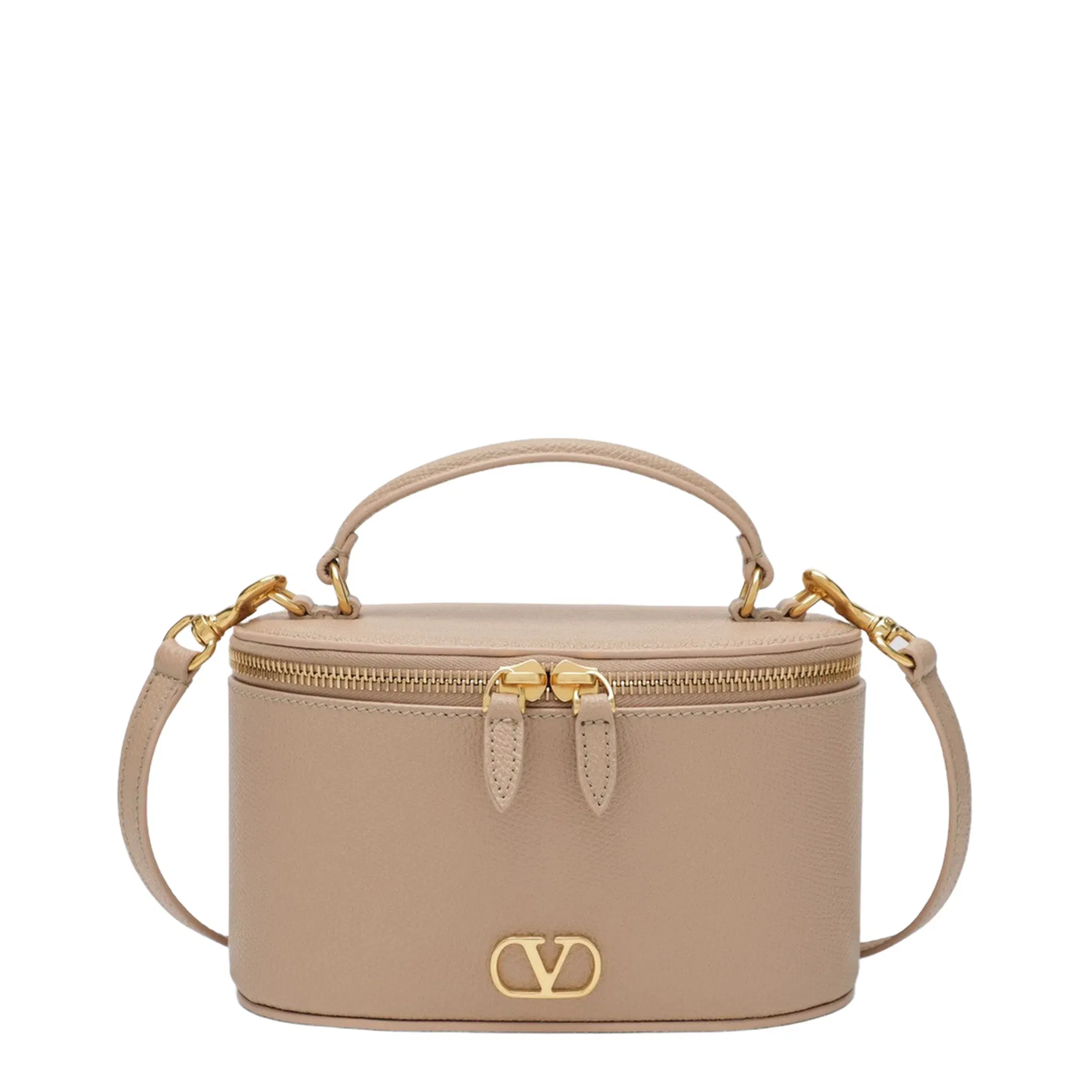 Vlogo Signature Mini Vanity Bag in Sand Pink Grained Calfskin