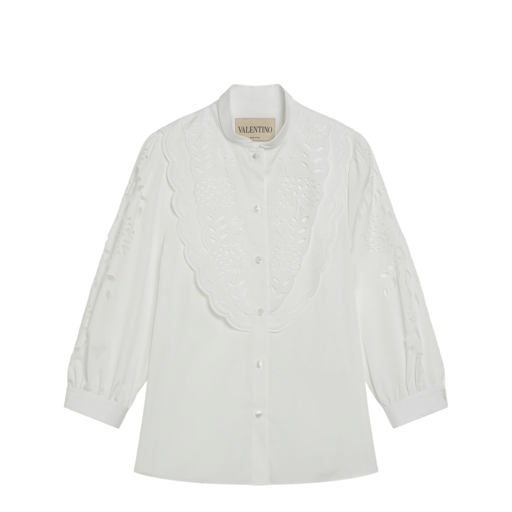White Shirt with Sangallo Embroidery