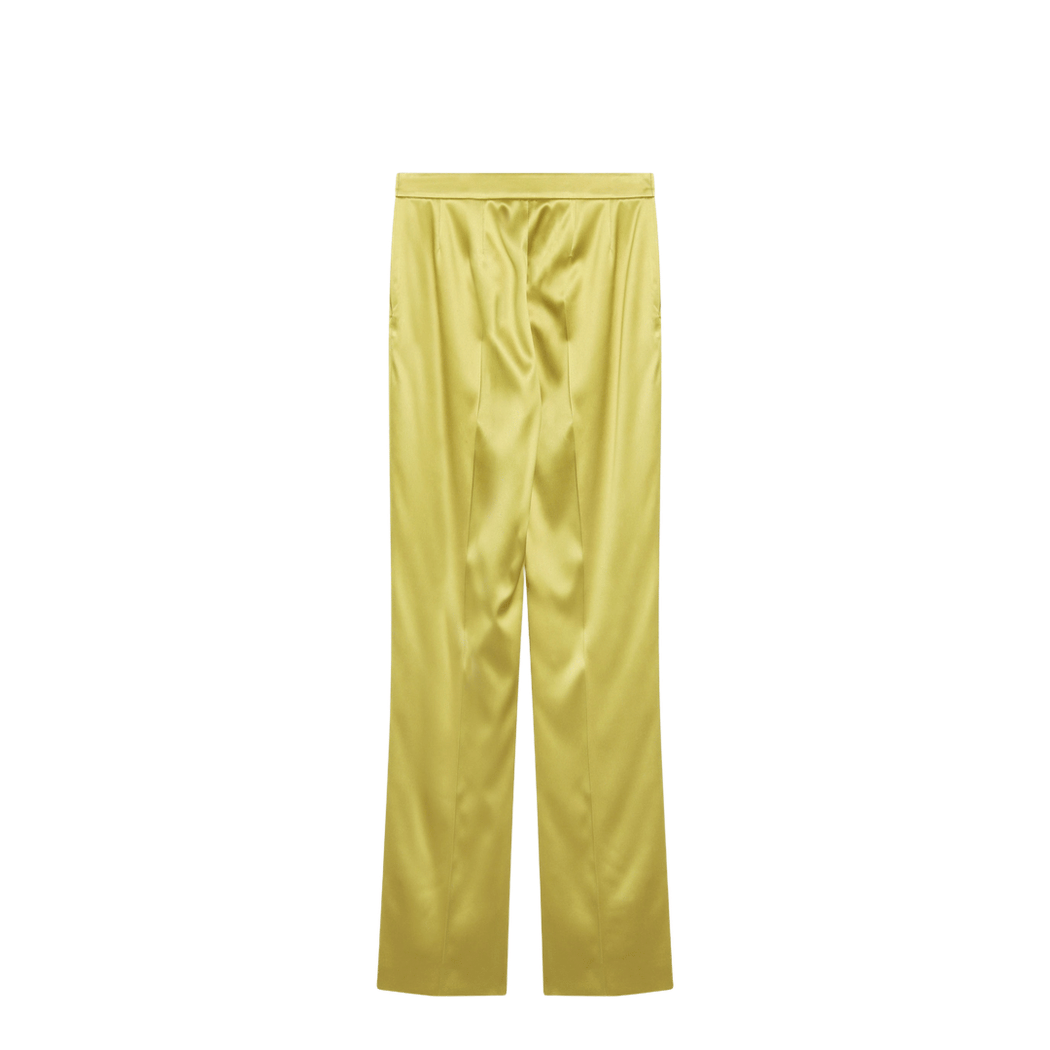 Avocado-colored Trousers in Shiny Silk Blend