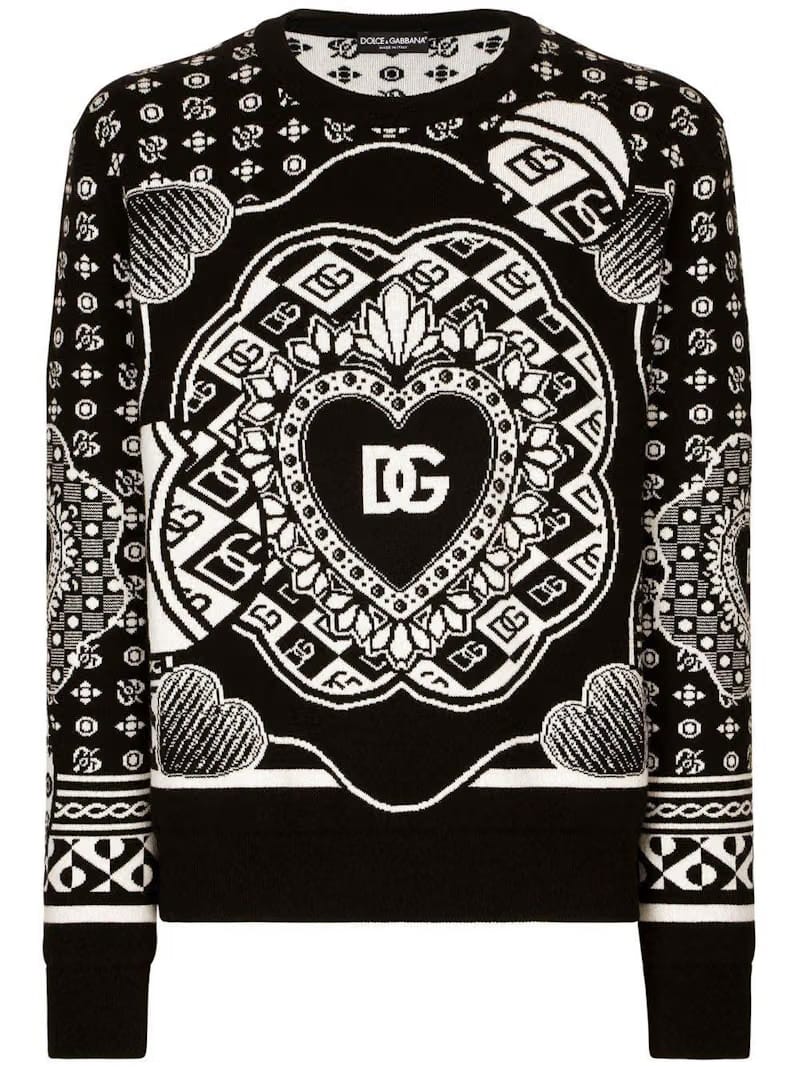 Dolce & Gabbana Logo-Print Jumper Black/White
