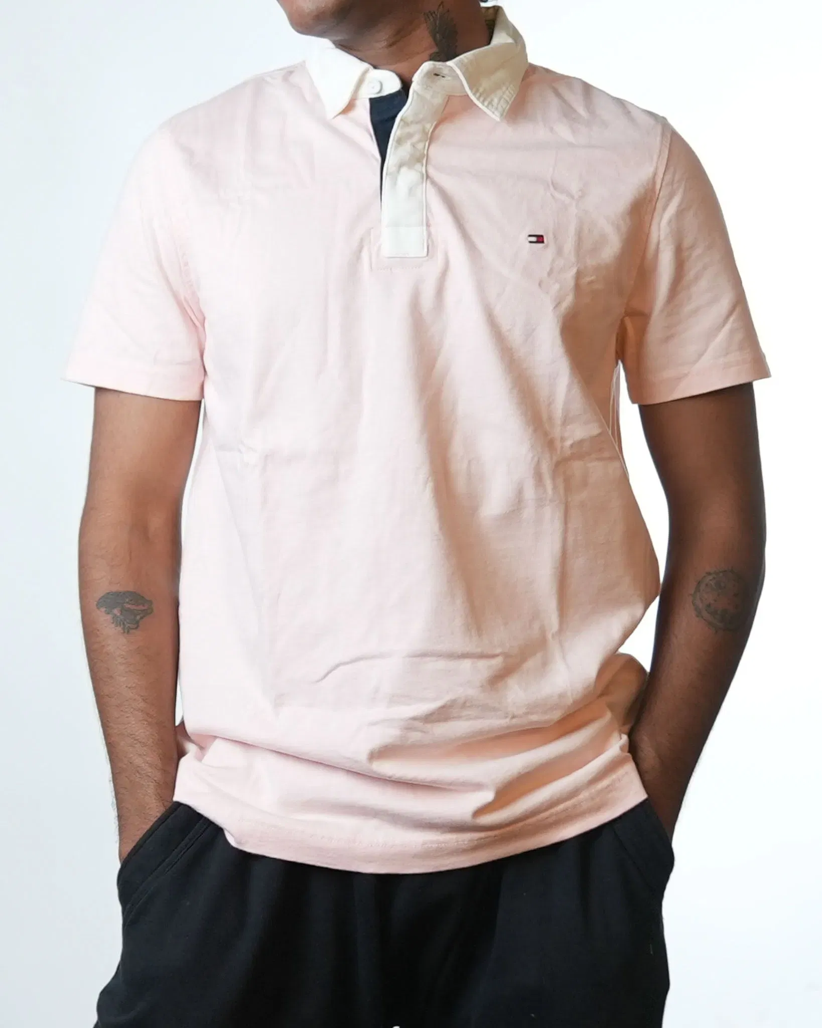Tommy Hilfiger Pink Polo Neck T-Shirt (M)