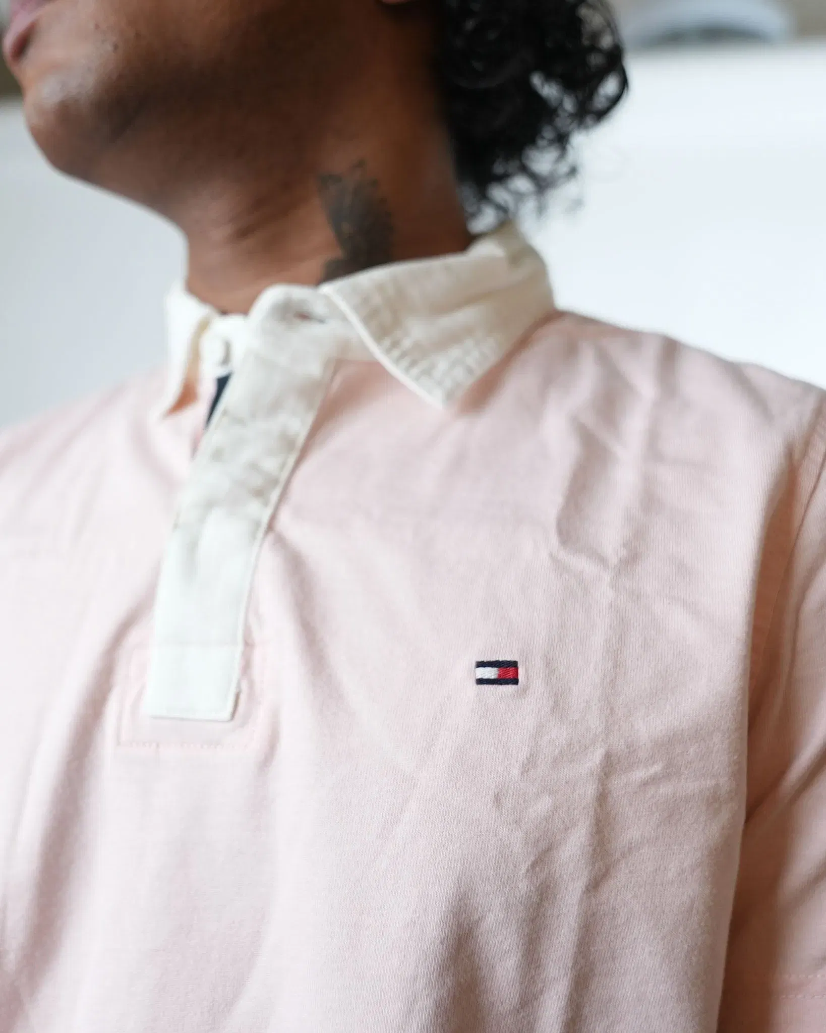 Tommy Hilfiger Pink Polo Neck T-Shirt (M)