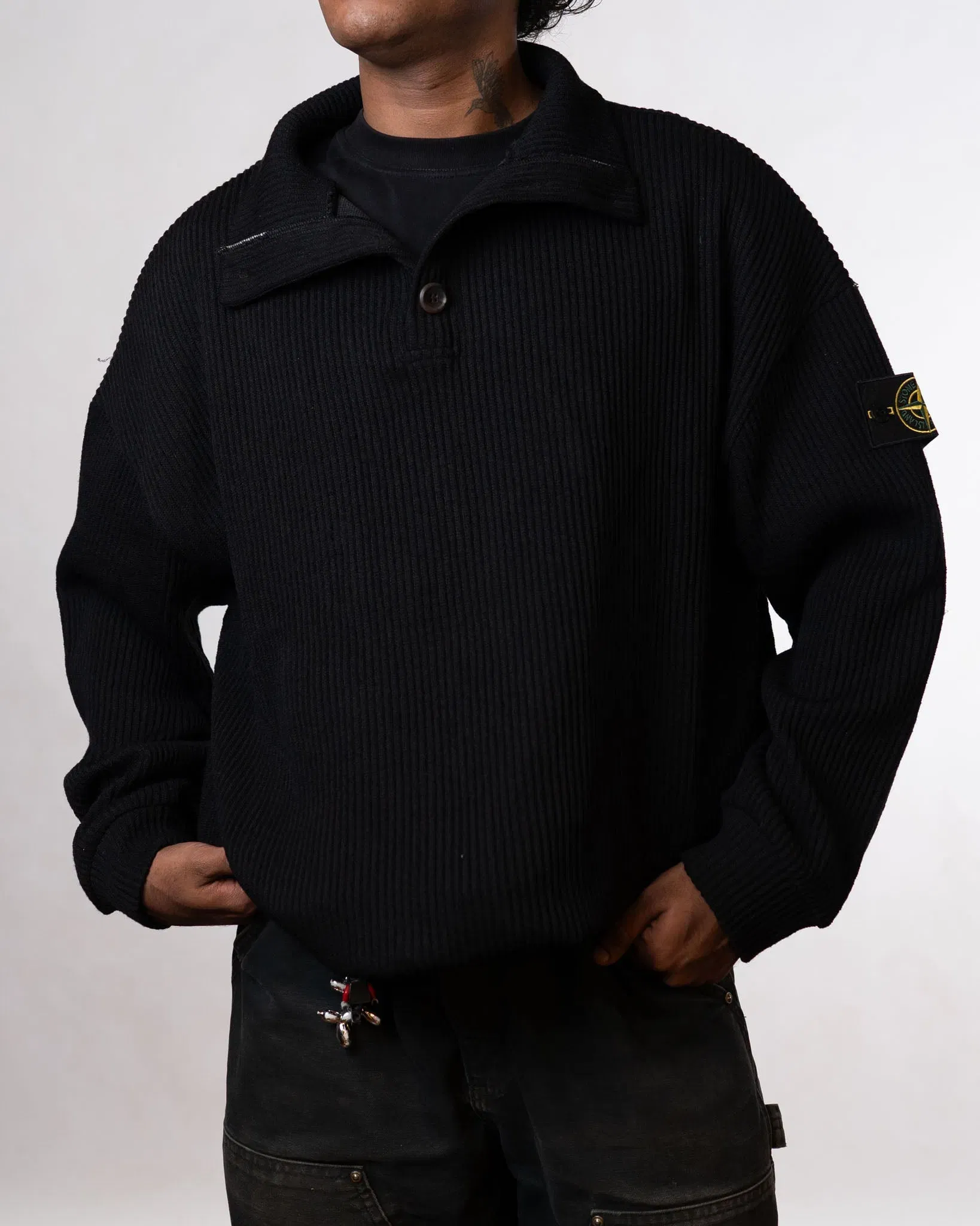 Stone Island Mens Black Sweater (LS)
